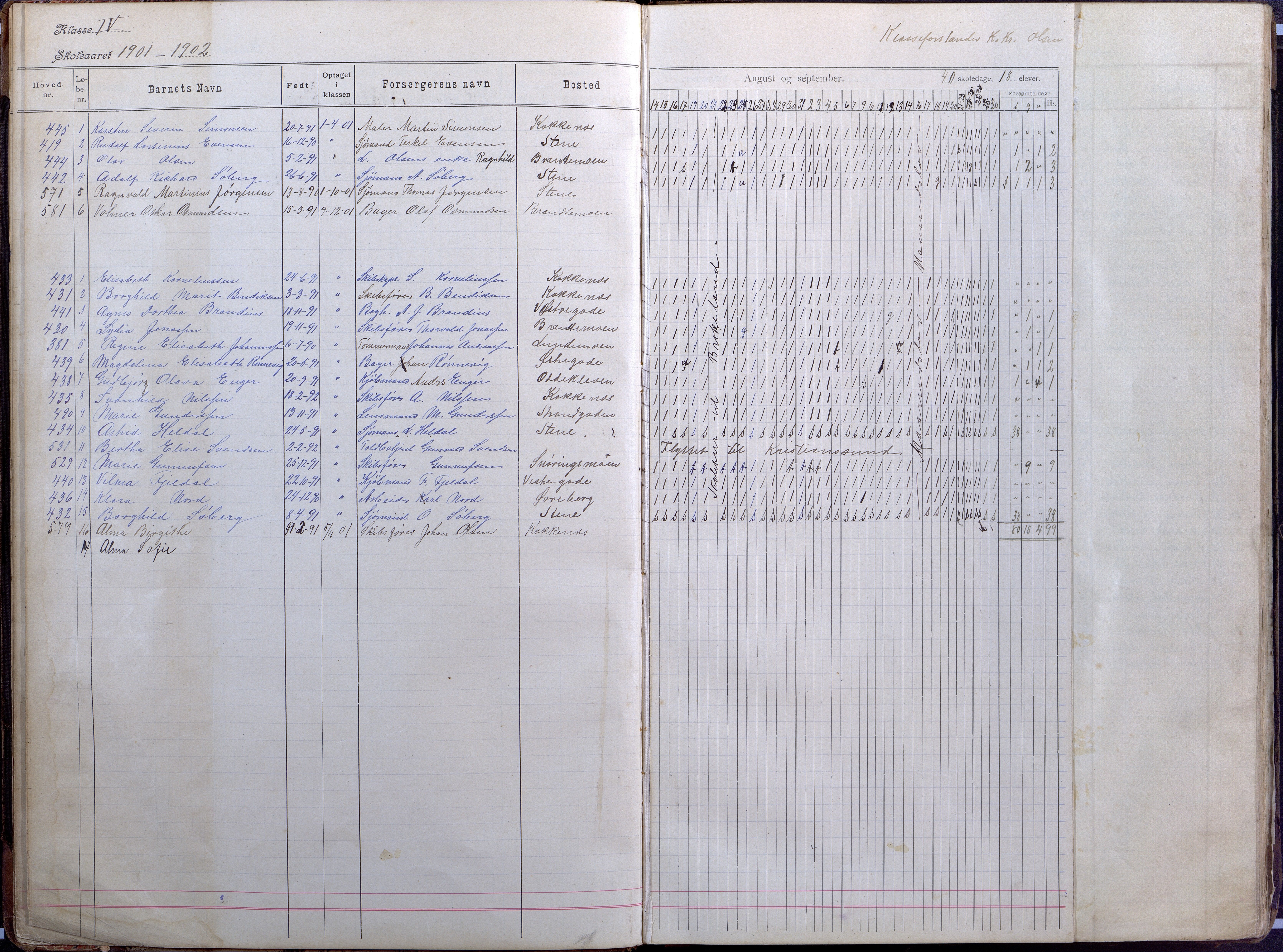 Lillesand kommune, AAKS/KA0926-PK/2/03/L0008: Folkeskolen - Dagbok IV klasse, 1898-1914