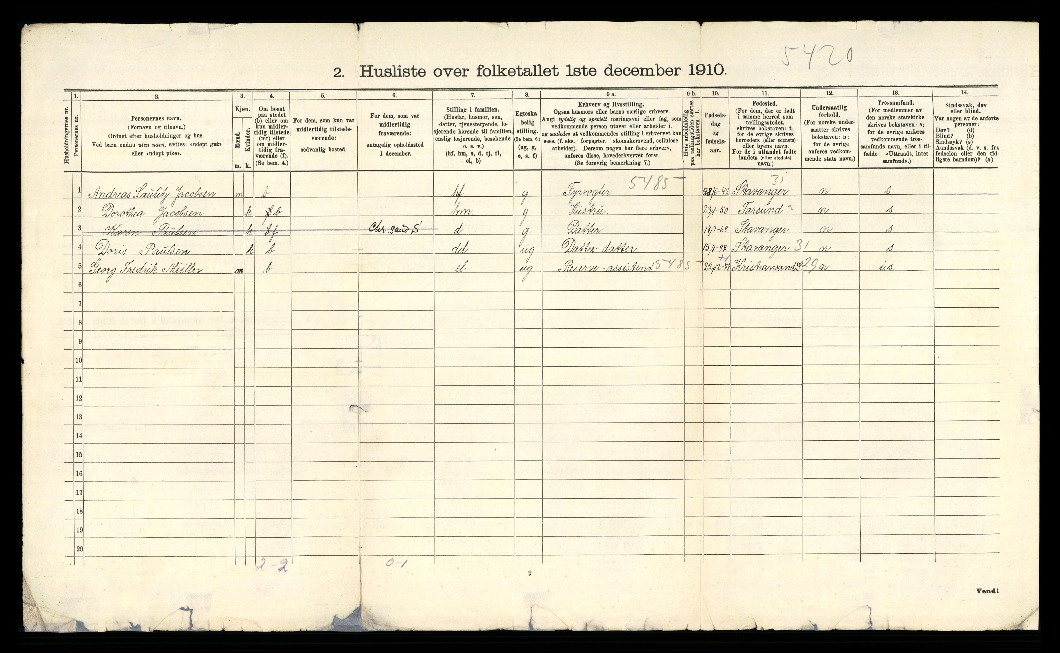 RA, Folketelling 1910 for 0915 Dypvåg herred, 1910, s. 41