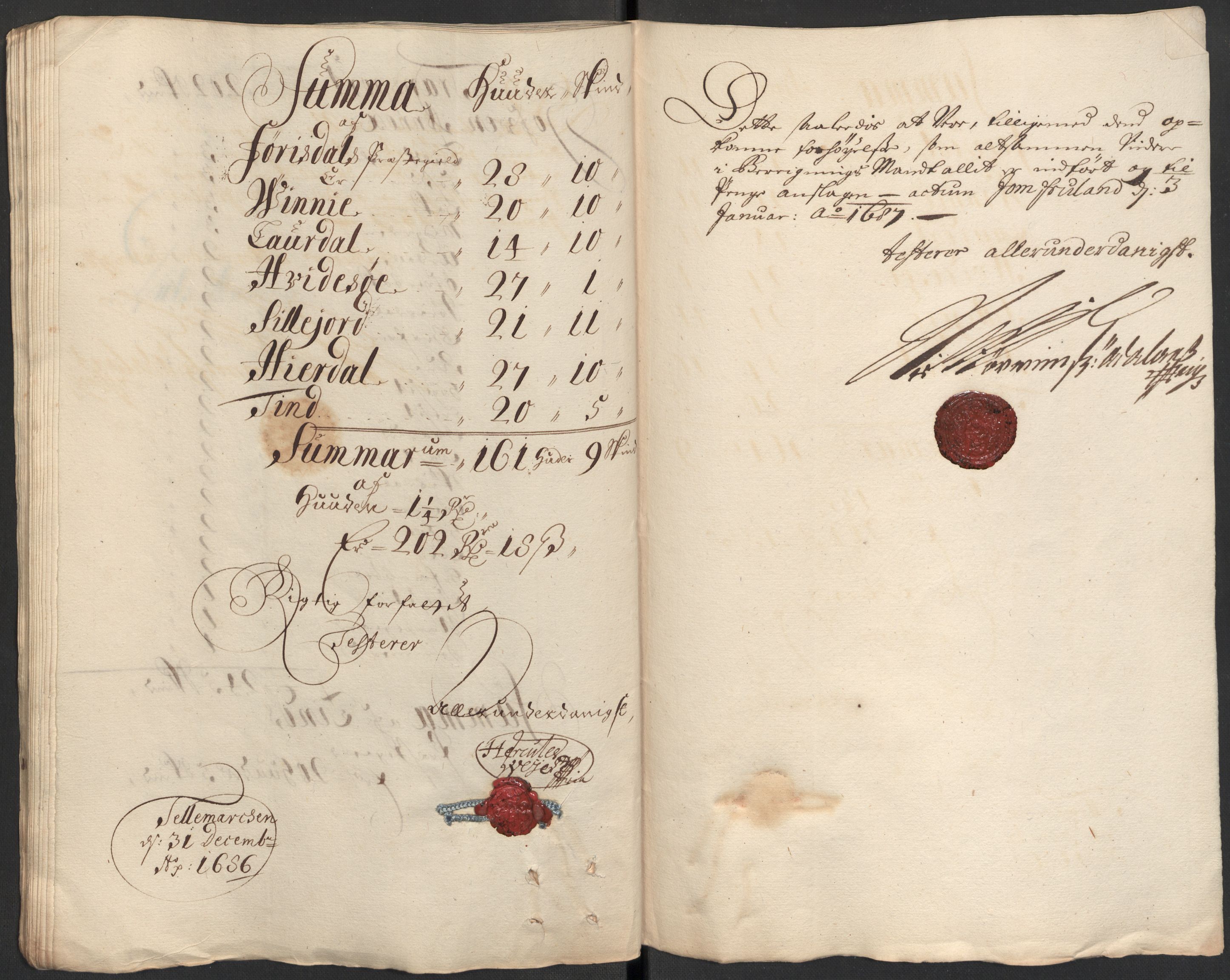 Rentekammeret inntil 1814, Reviderte regnskaper, Fogderegnskap, AV/RA-EA-4092/R35/L2083: Fogderegnskap Øvre og Nedre Telemark, 1686, s. 49