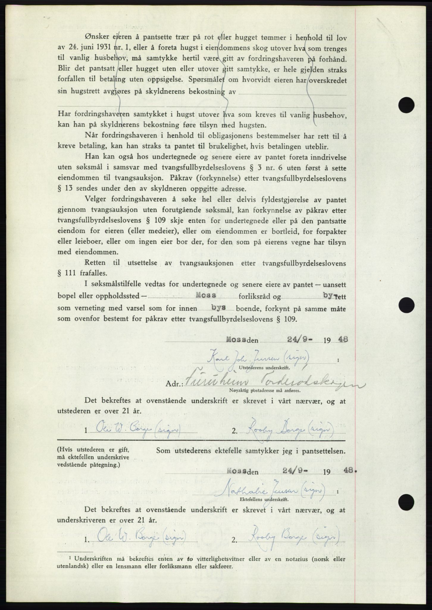 Moss sorenskriveri, AV/SAO-A-10168: Pantebok nr. B20, 1948-1948, Dagboknr: 2740/1948