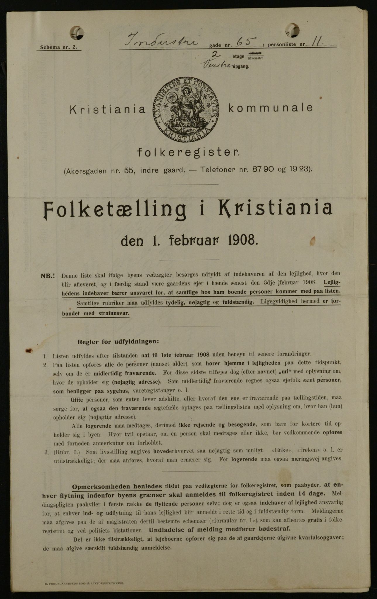 OBA, Kommunal folketelling 1.2.1908 for Kristiania kjøpstad, 1908, s. 39227