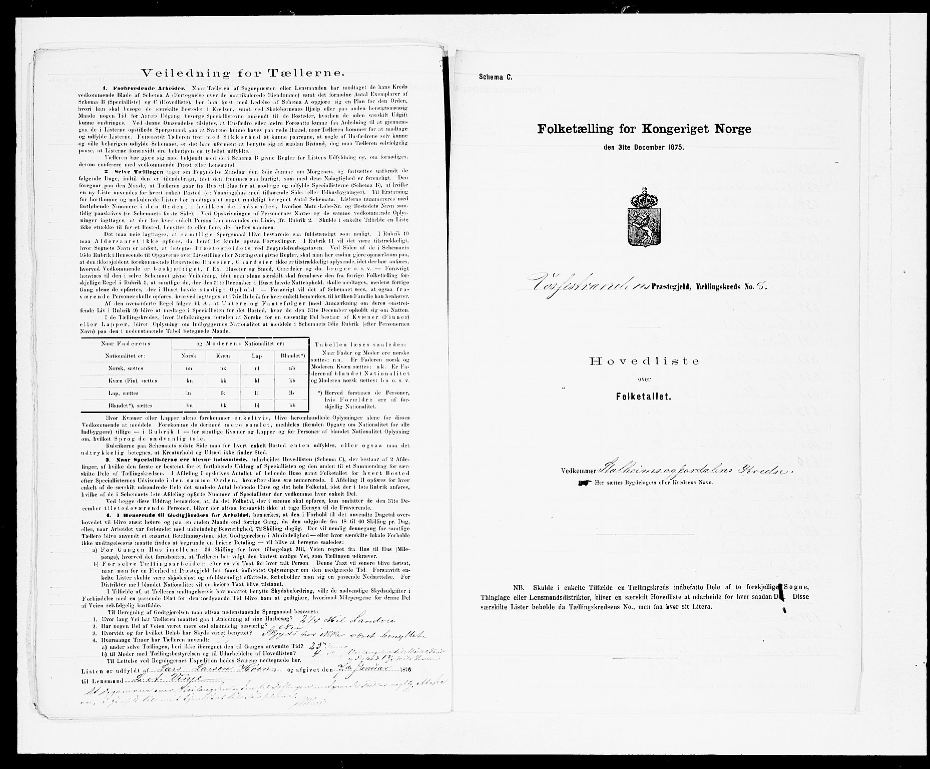 SAB, Folketelling 1875 for 1236P Vossestrand prestegjeld, 1875, s. 16