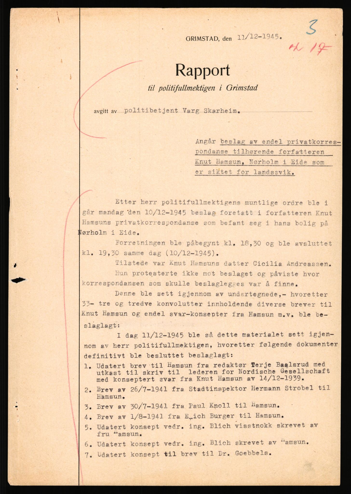 Landssvikarkivet, Arendal politikammer, RA/S-3138-25/D/Dc/L0029: Anr. 192/45, 1945-1951, s. 95