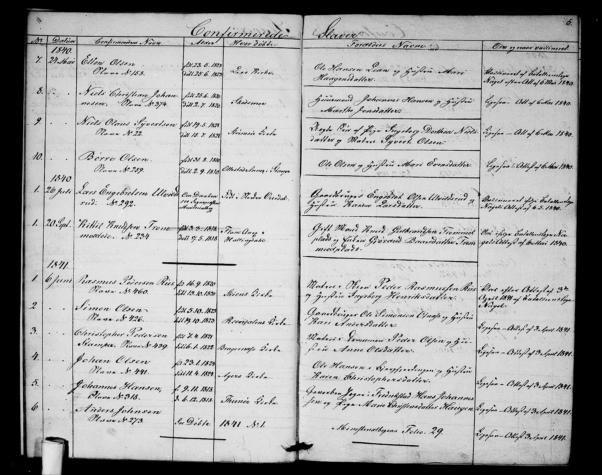 Akershus festnings slaveri Kirkebøker, SAO/A-10841/F/Fa/L0001: Ministerialbok nr. 1, 1839-1847, s. 5