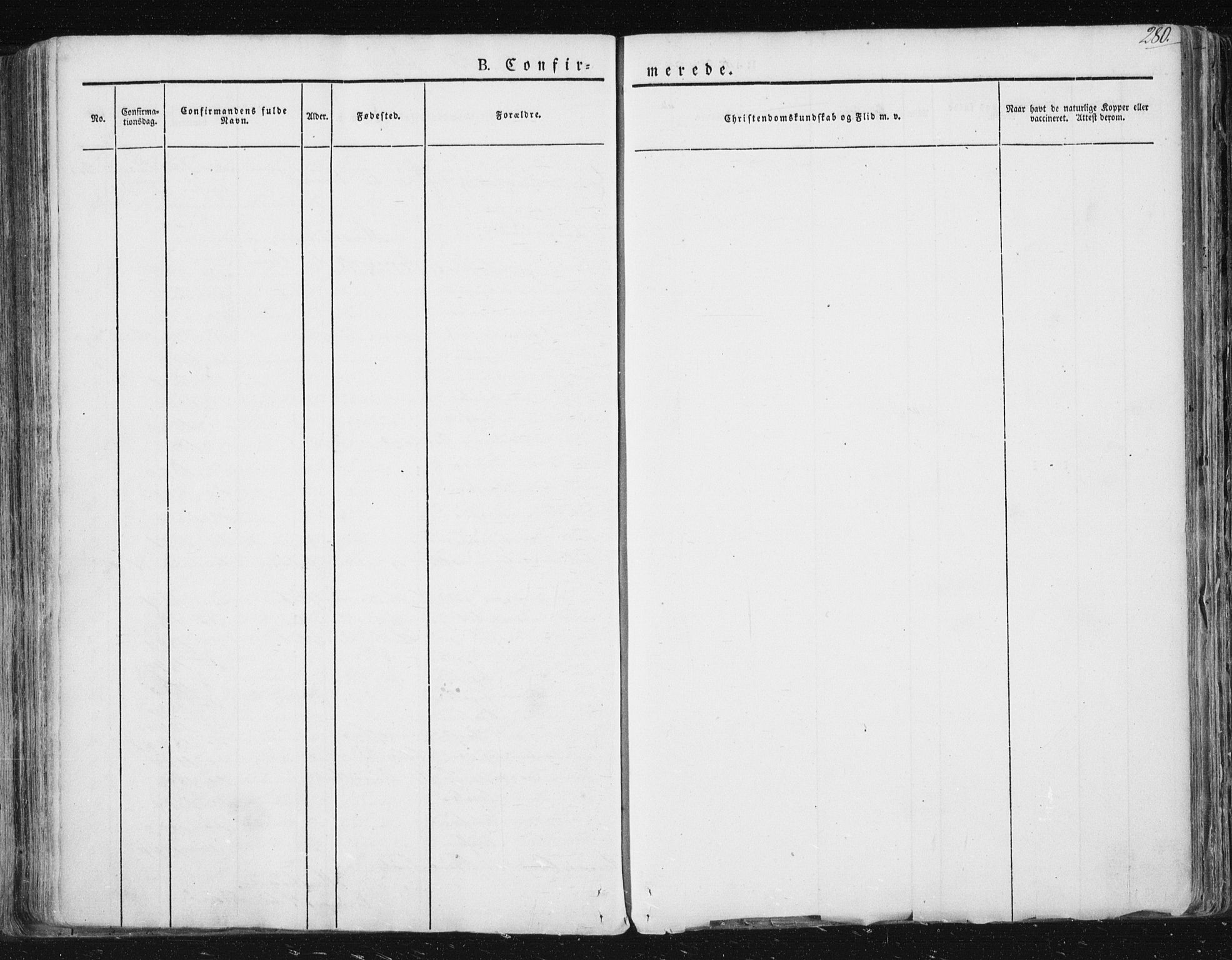 Ministerialprotokoller, klokkerbøker og fødselsregistre - Nordland, SAT/A-1459/813/L0198: Ministerialbok nr. 813A08, 1834-1874, s. 280