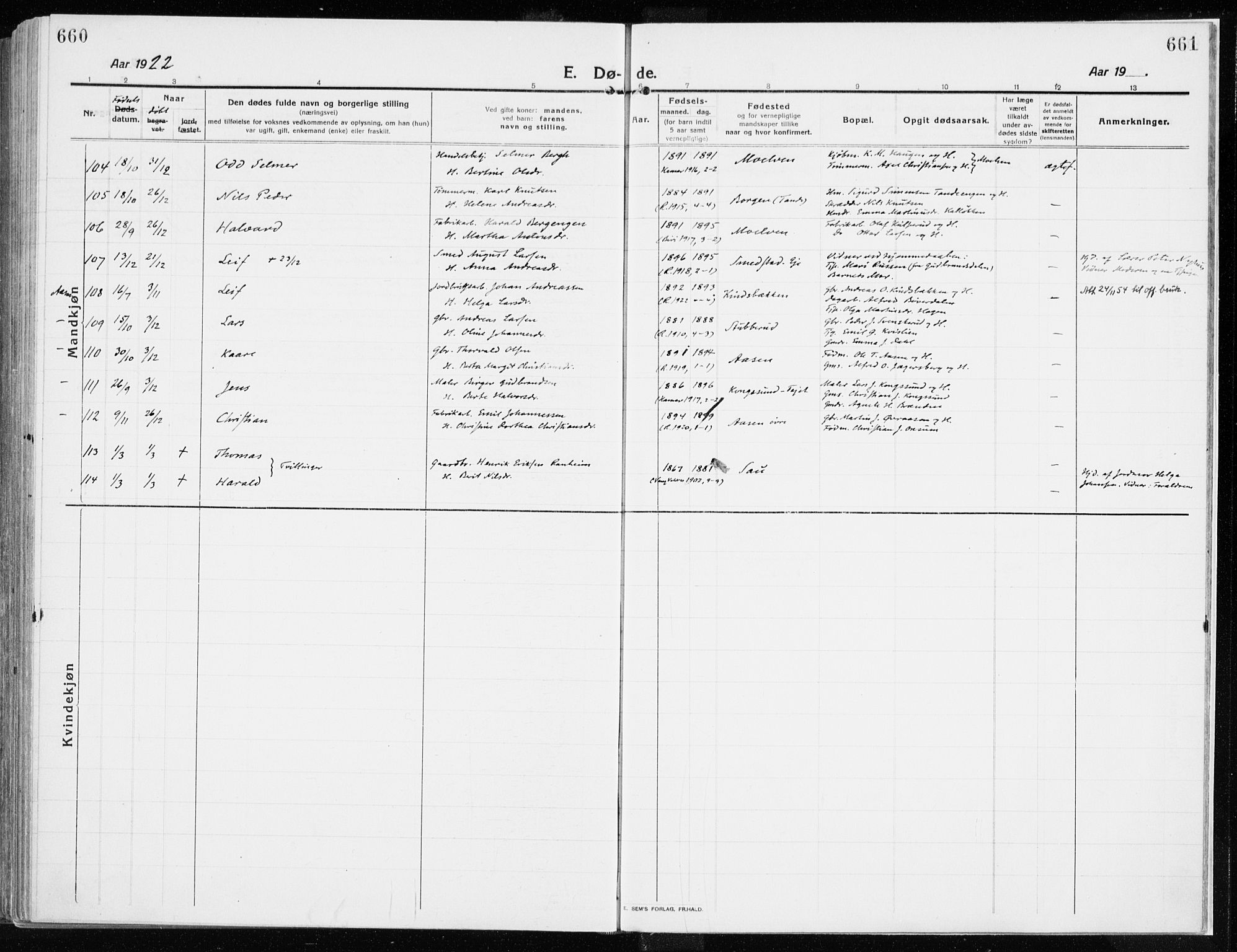 Ringsaker prestekontor, AV/SAH-PREST-014/K/Ka/L0020: Ministerialbok nr. 20, 1913-1922, s. 660-661