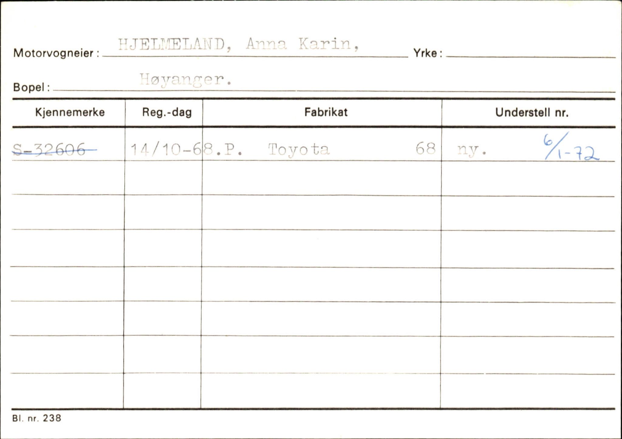 Statens vegvesen, Sogn og Fjordane vegkontor, AV/SAB-A-5301/4/F/L0130: Eigarregister Eid T-Å. Høyanger A-O, 1945-1975, s. 1416