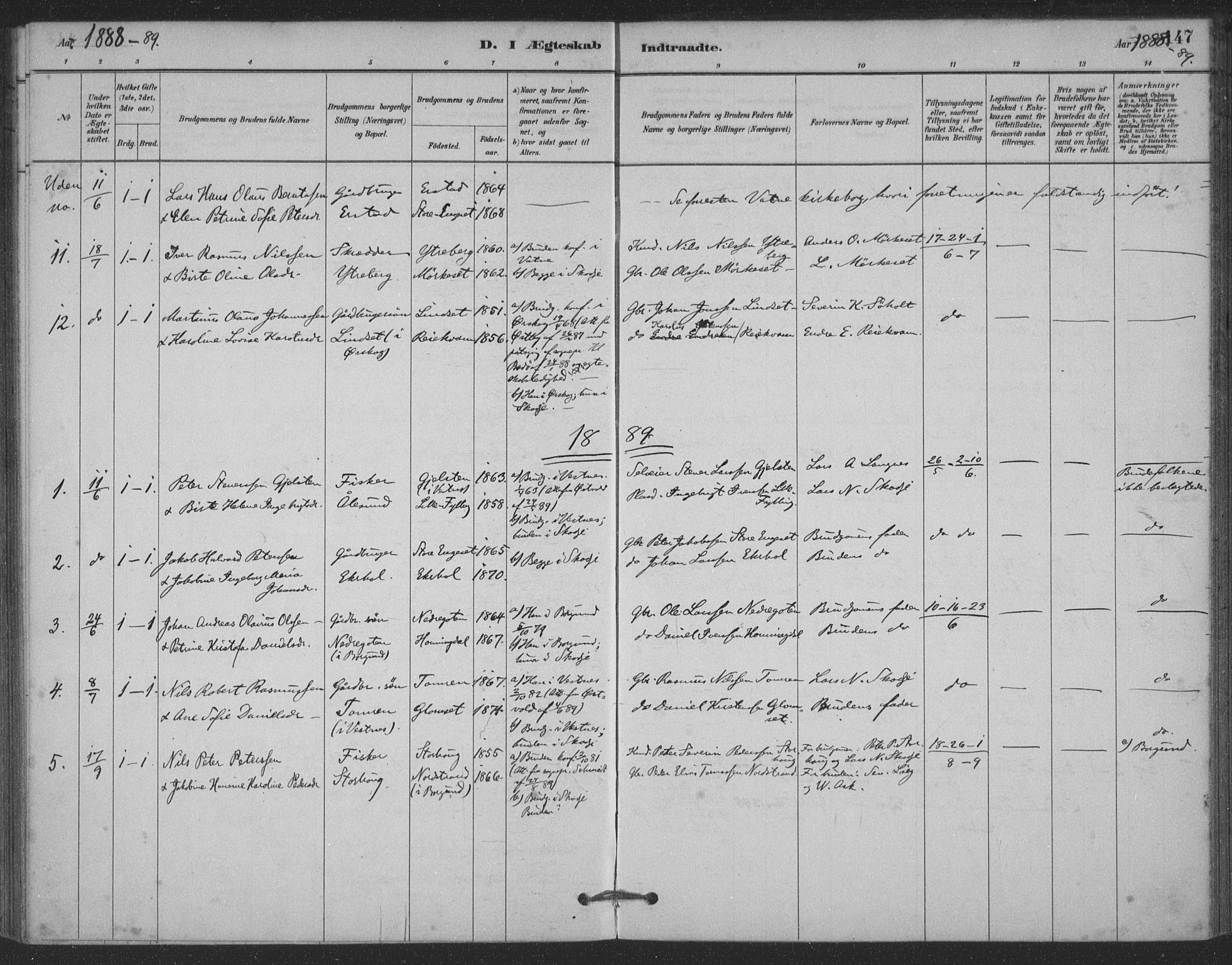 Ministerialprotokoller, klokkerbøker og fødselsregistre - Møre og Romsdal, SAT/A-1454/524/L0356: Ministerialbok nr. 524A08, 1880-1899, s. 147