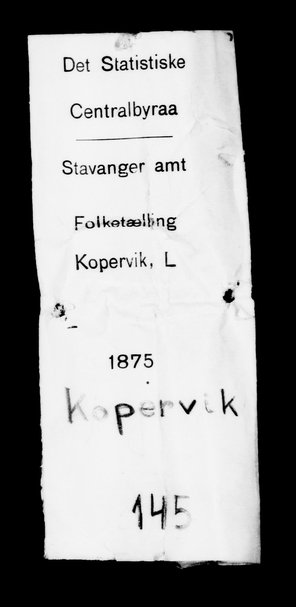 SAST, Folketelling 1875 for 1105B Avaldsnes prestegjeld, Kopervik ladested, 1875, s. 1