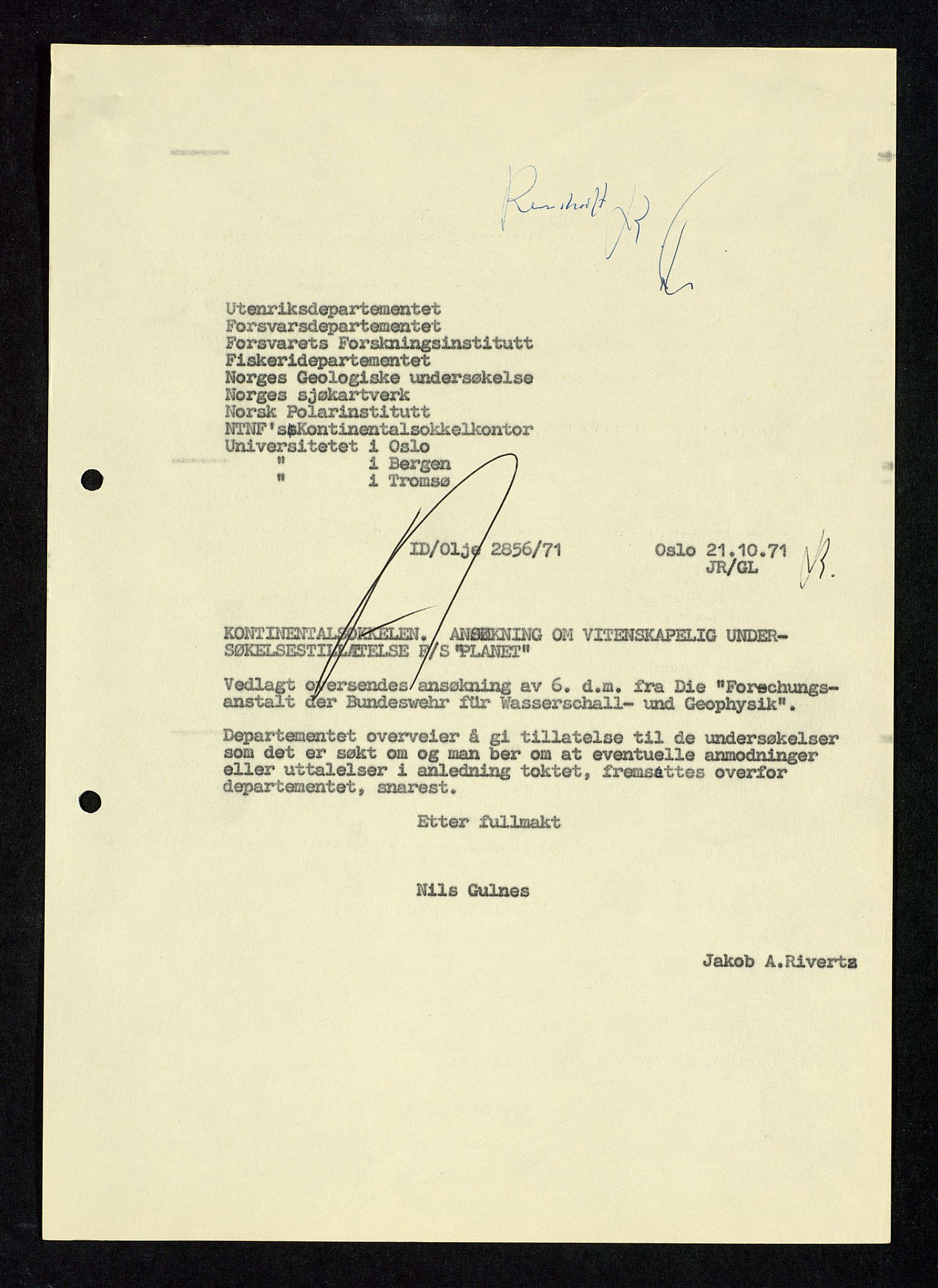 Industridepartementet, Oljekontoret, AV/SAST-A-101348/Da/L0005:  Arkivnøkkel 712 - 714 Vitenskapelige undersøkelser og utviningstillatelser, 1967-1975, s. 680