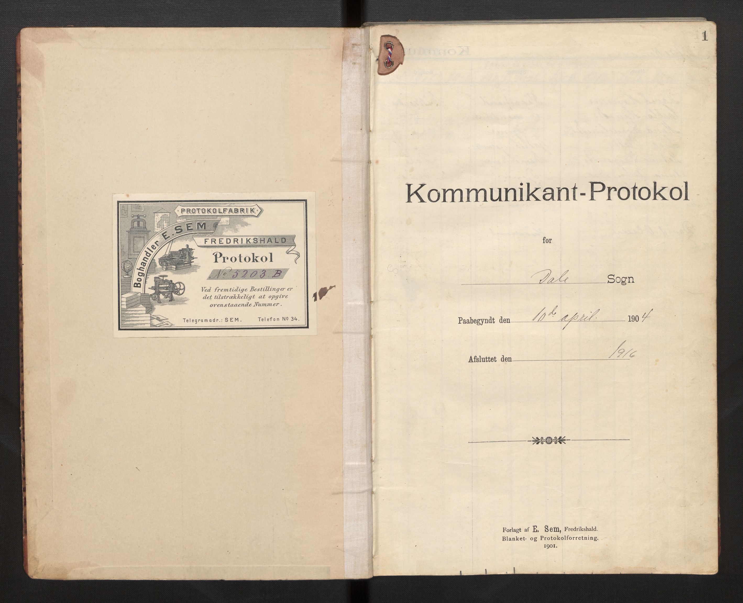 Fjaler sokneprestembete, AV/SAB-A-79801/H/Hb/L0007: Kommunikantprotokoll nr. 7, 1904-1916