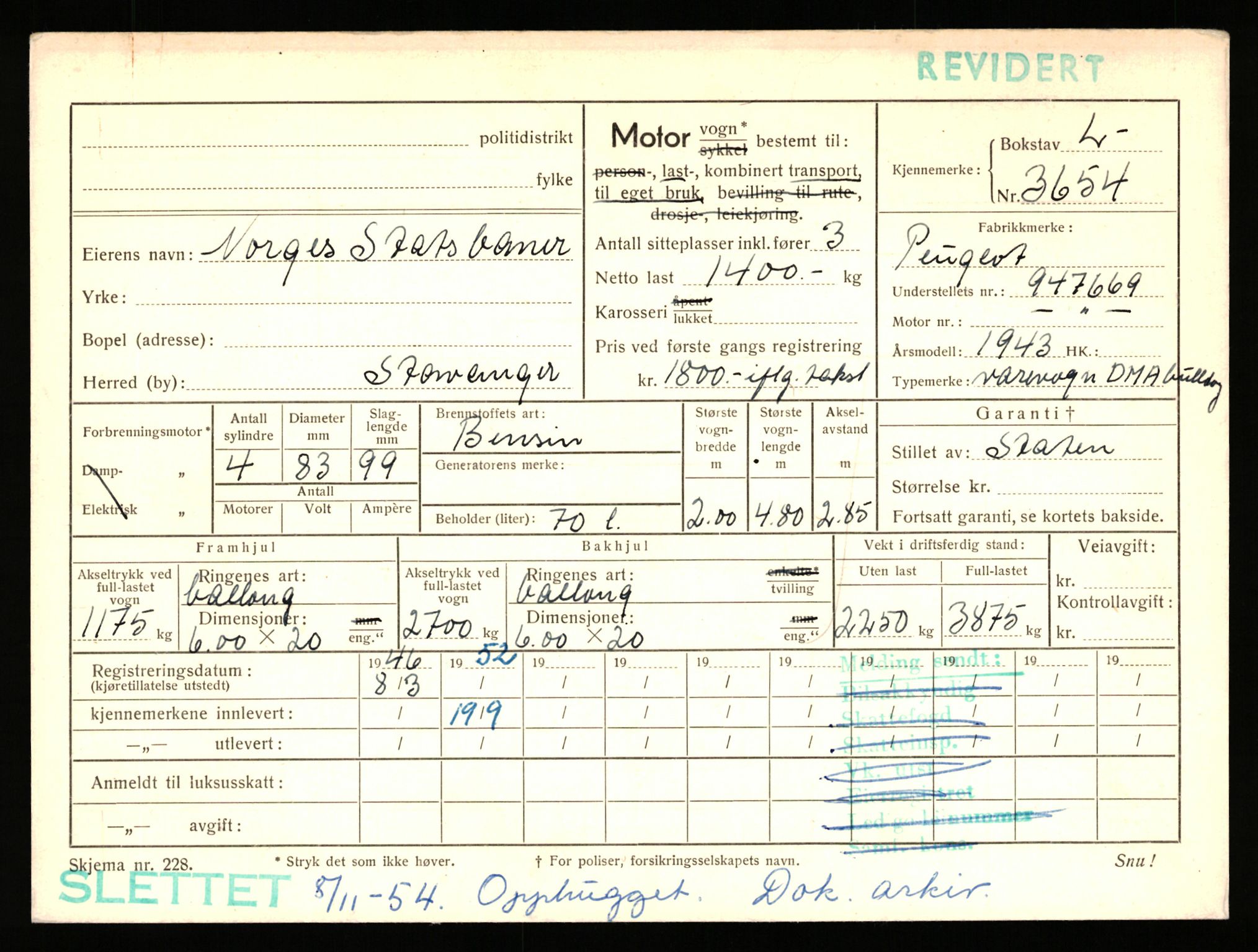 Stavanger trafikkstasjon, AV/SAST-A-101942/0/F/L0010: L-3350 - L-3699, 1930-1971, s. 1677