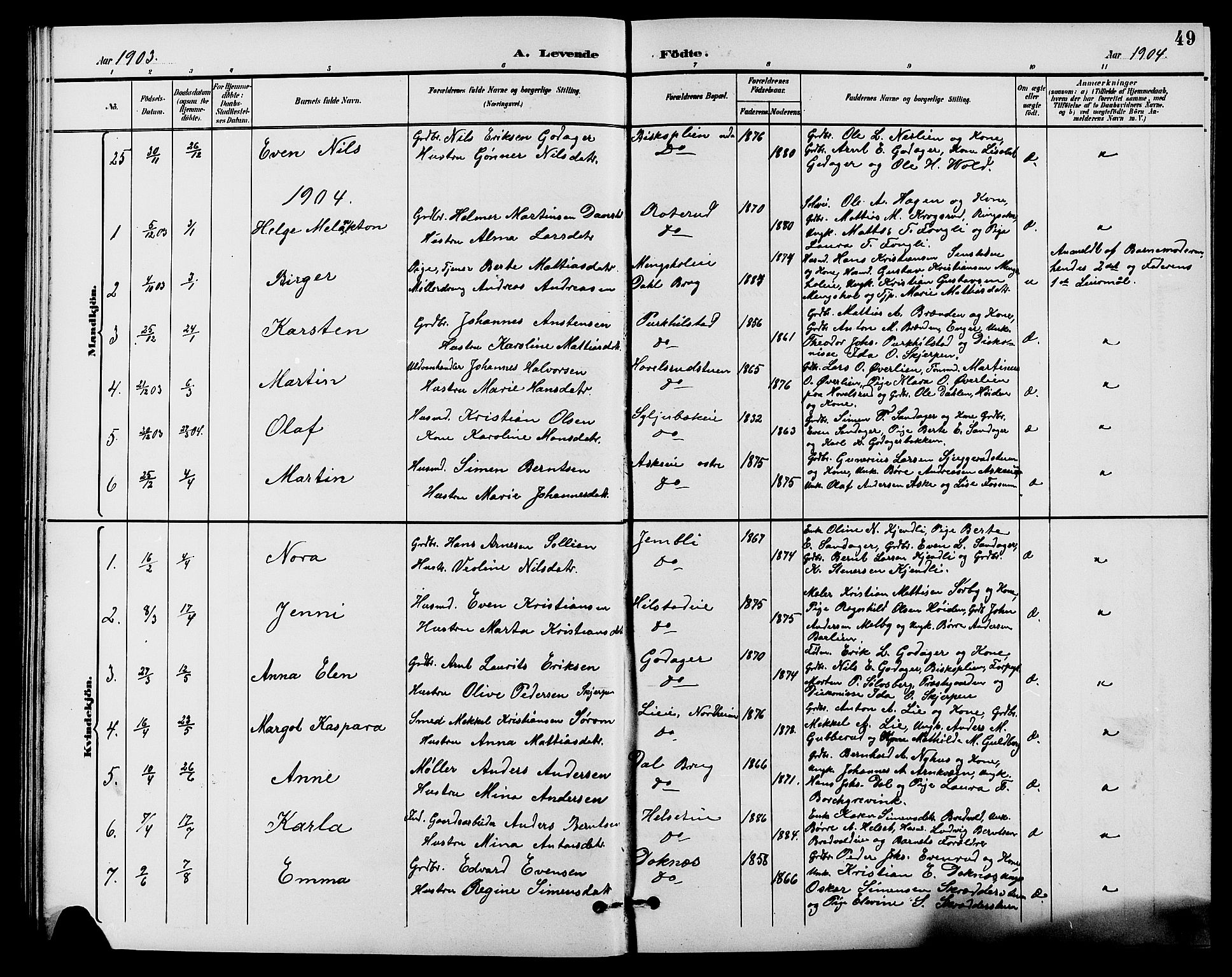 Nes prestekontor, Hedmark, AV/SAH-PREST-020/L/La/L0007: Klokkerbok nr. 7, 1892-1912, s. 49