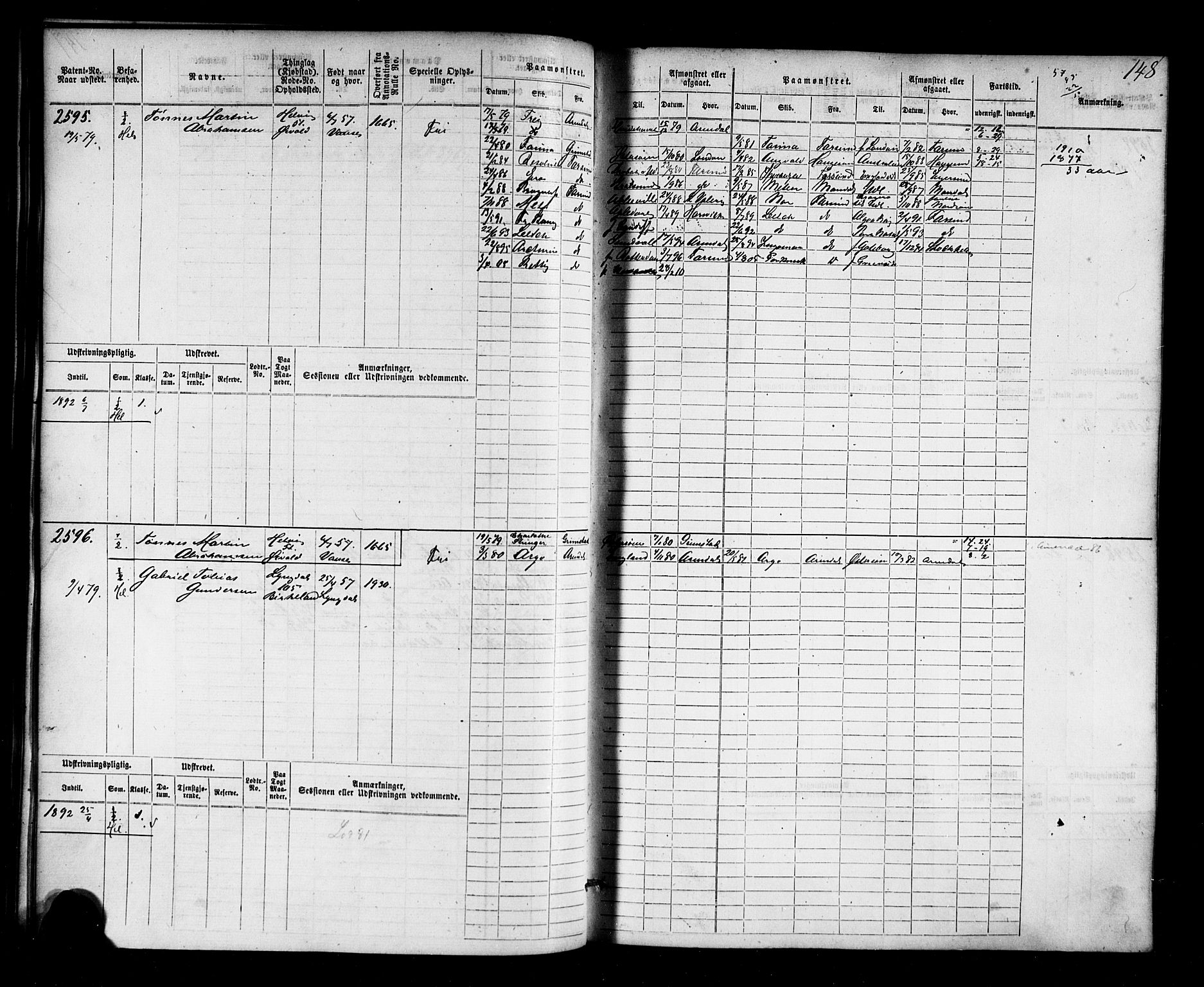 Farsund mønstringskrets, AV/SAK-2031-0017/F/Fb/L0018: Hovedrulle nr 2301-3066, Z-10, 1875-1914, s. 150