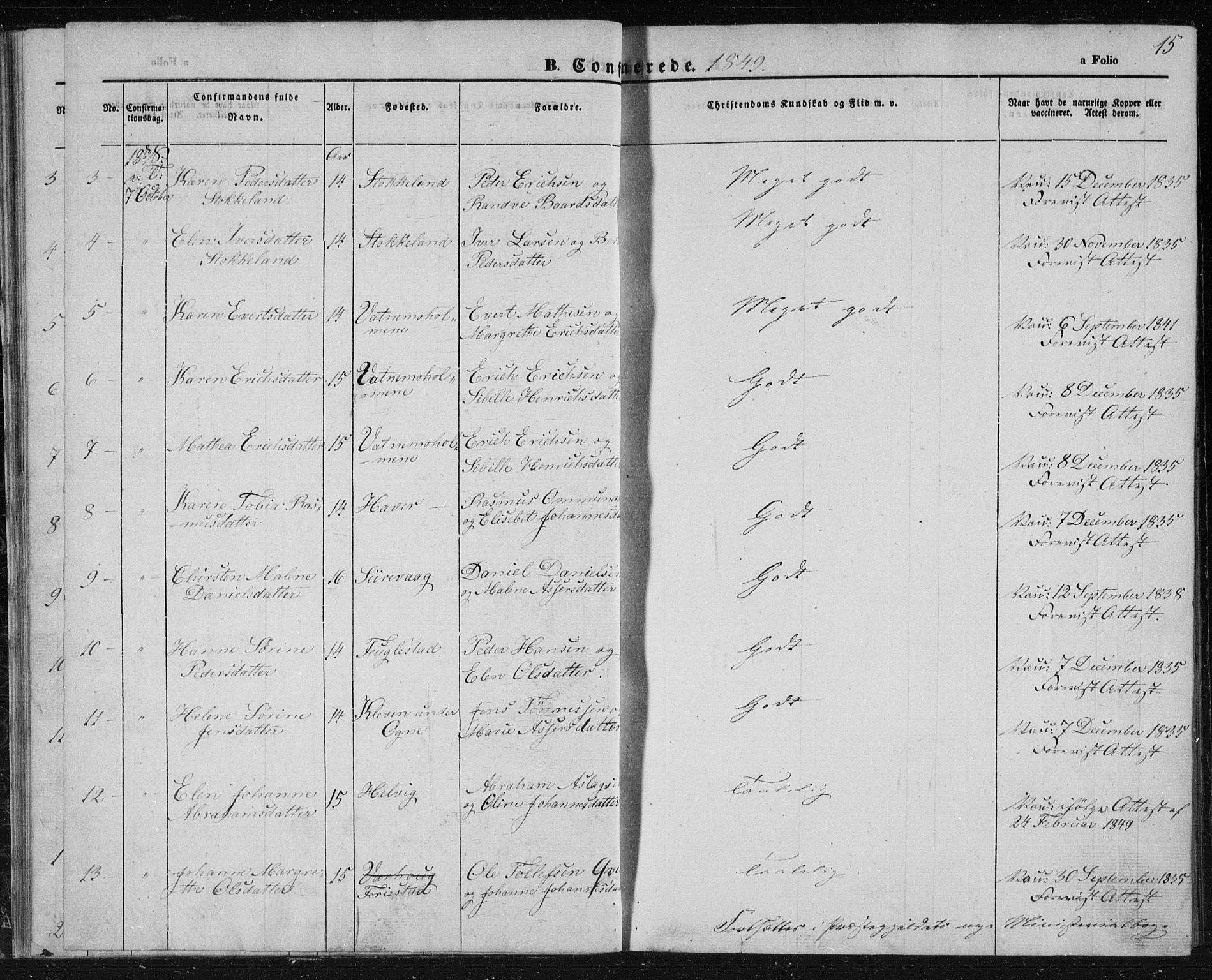 Eigersund sokneprestkontor, AV/SAST-A-101807/S08/L0010: Ministerialbok nr. A 10, 1848-1849, s. 15