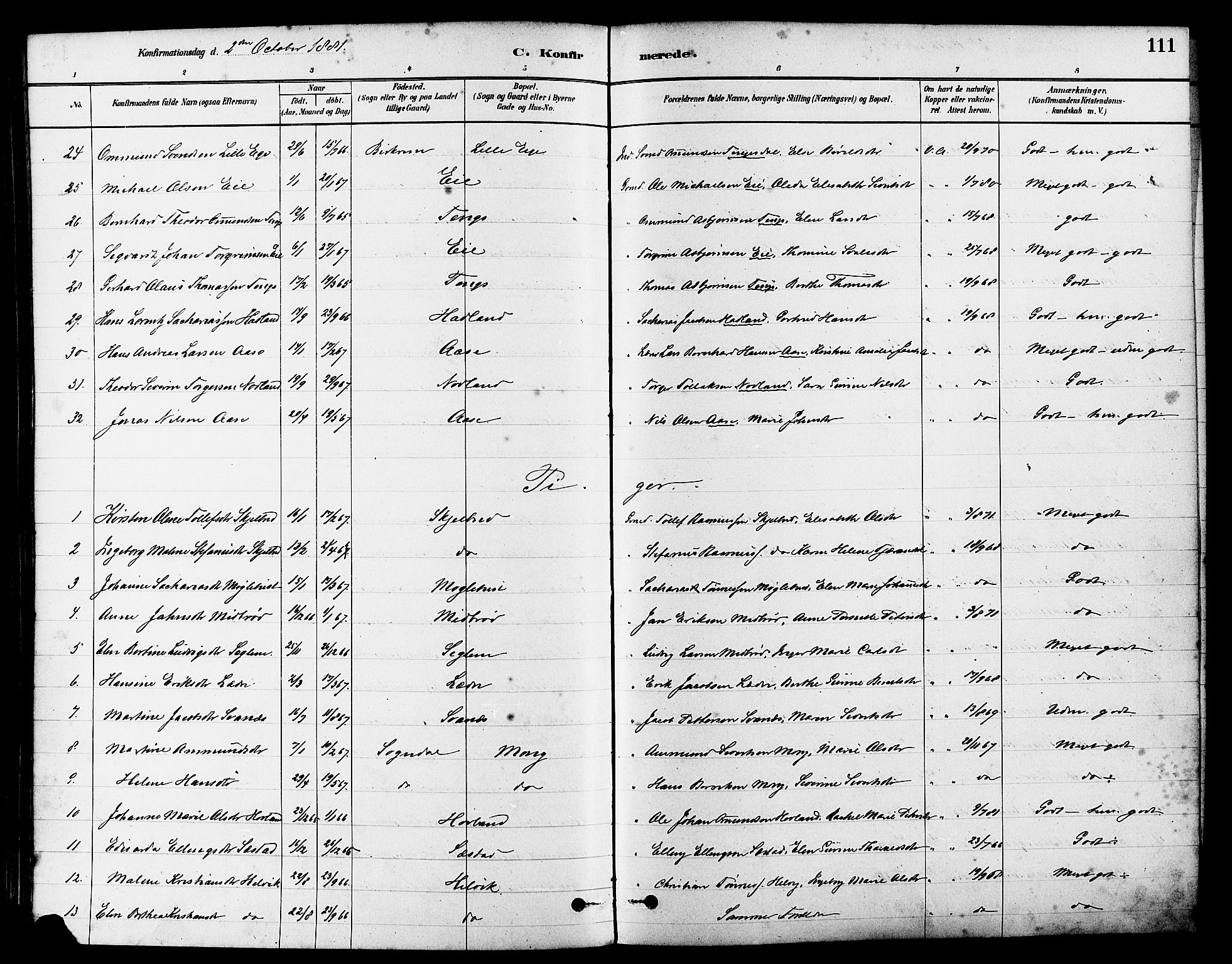 Eigersund sokneprestkontor, AV/SAST-A-101807/S08/L0017: Ministerialbok nr. A 14, 1879-1892, s. 111