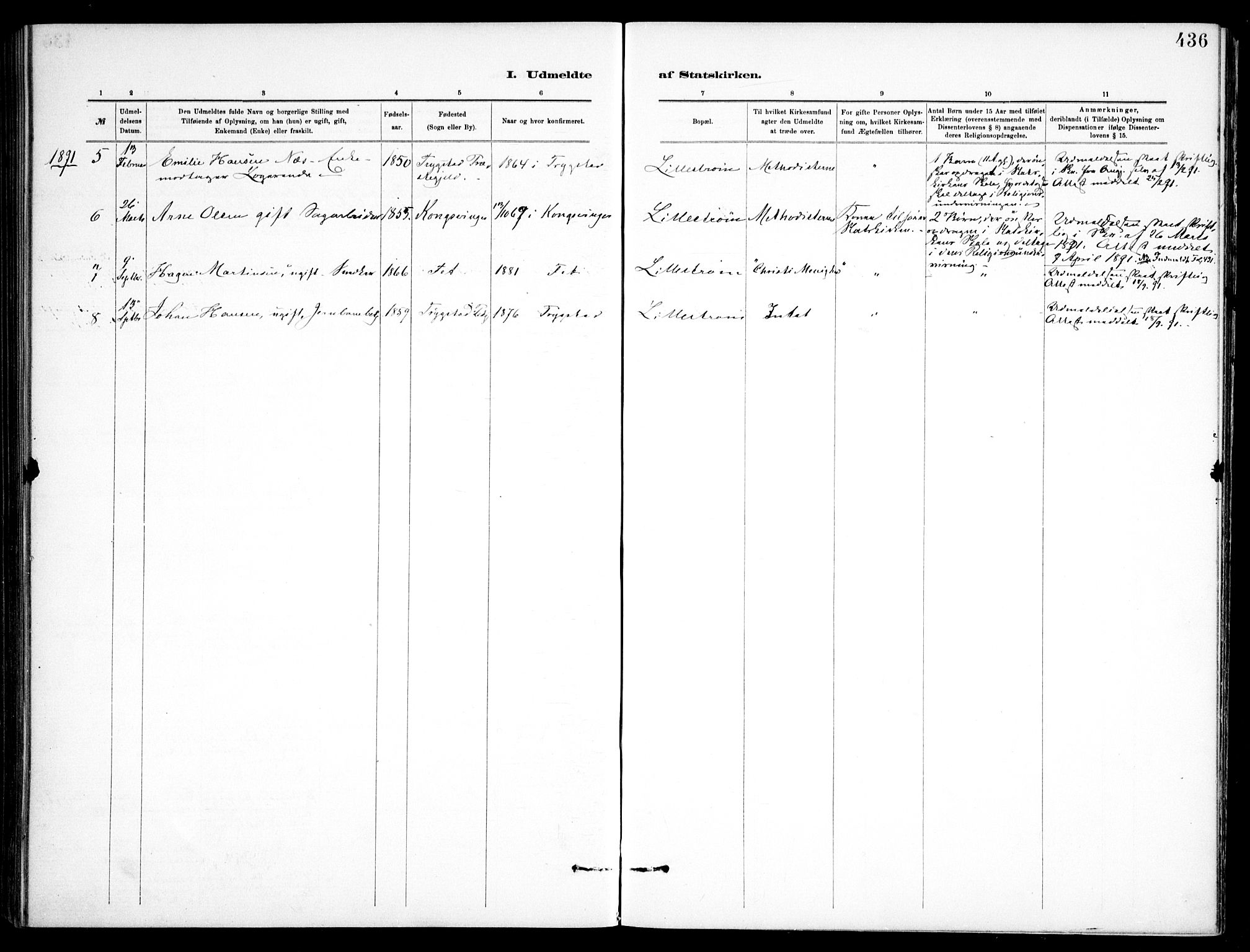 Skedsmo prestekontor Kirkebøker, SAO/A-10033a/F/Fa/L0013: Ministerialbok nr. I 13, 1883-1891, s. 436