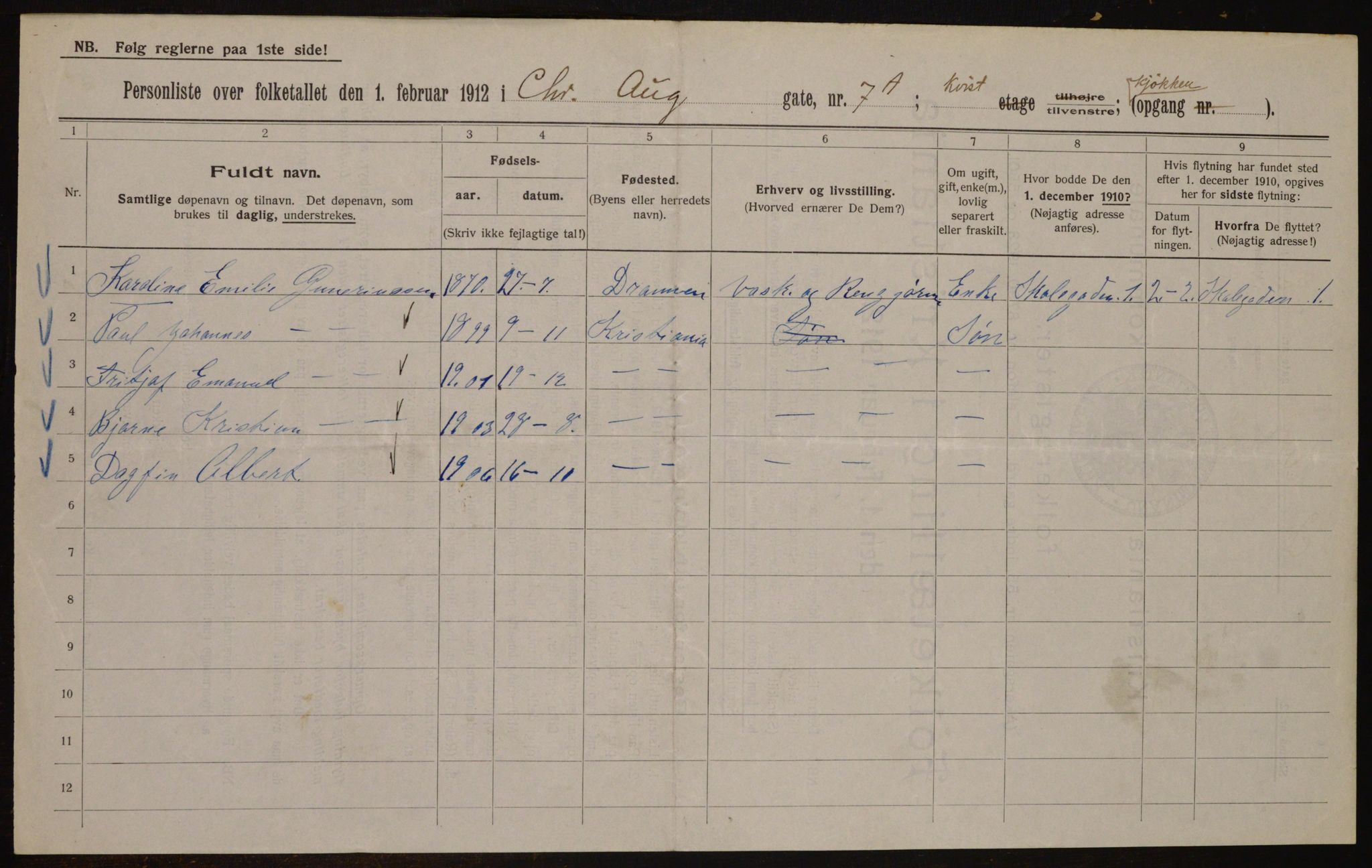 OBA, Kommunal folketelling 1.2.1912 for Kristiania, 1912, s. 54233