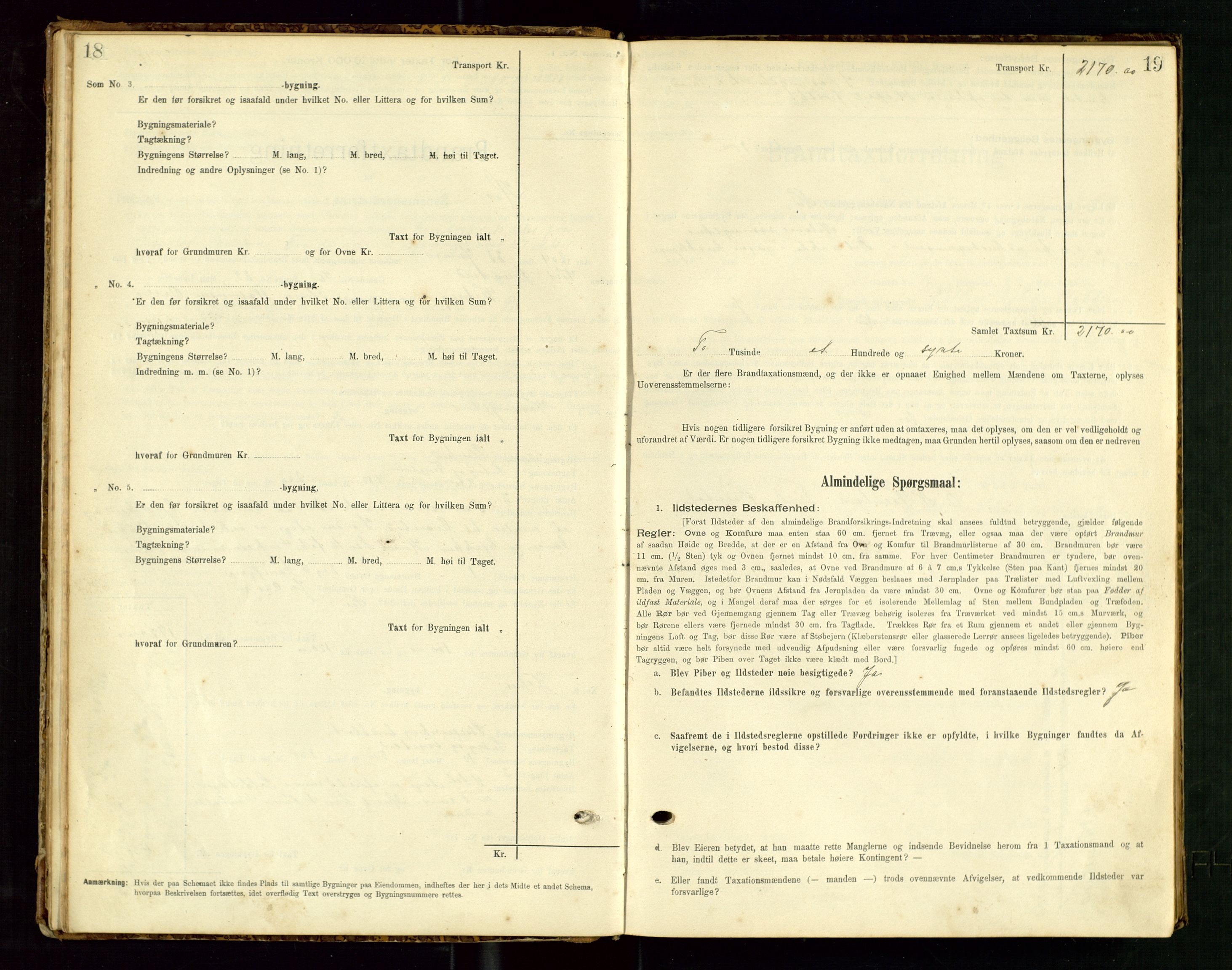 Hå lensmannskontor, SAST/A-100456/Goa/L0003: Takstprotokoll (skjema), 1895-1911, s. 18-19