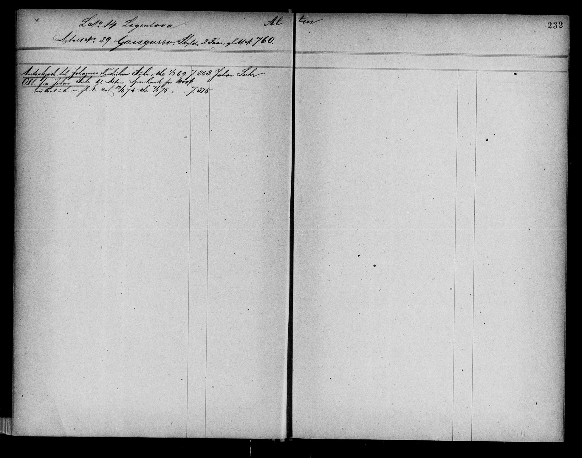 Alta fogderi/sorenskriveri, AV/SATØ-SATØ-5/1/K/Kb/Kba/L0007pantereg: Panteregister nr. 7, 1776, s. 232