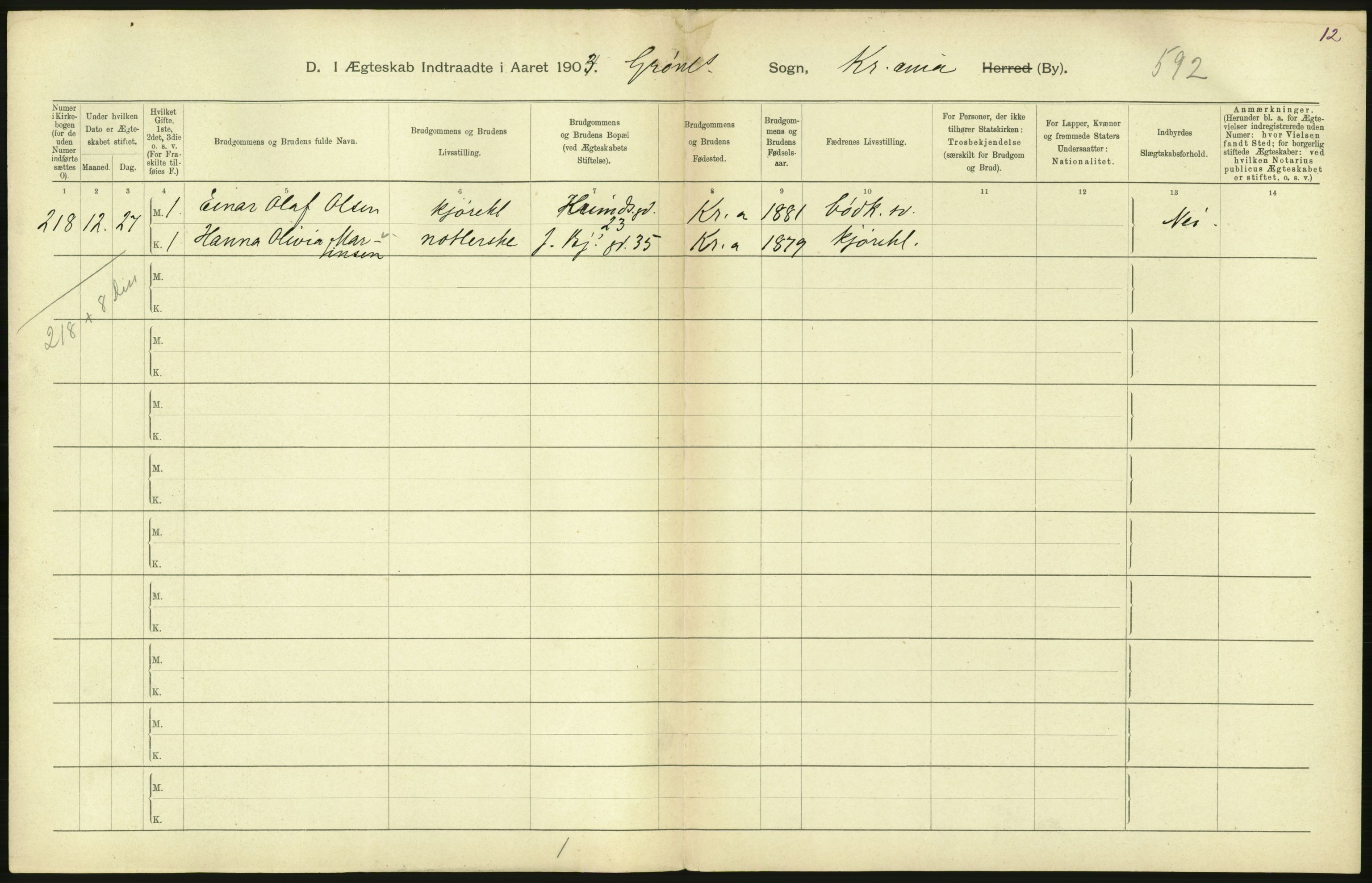 Statistisk sentralbyrå, Sosiodemografiske emner, Befolkning, AV/RA-S-2228/D/Df/Dfa/Dfaa/L0004: Kristiania: Gifte, døde, 1903, s. 438