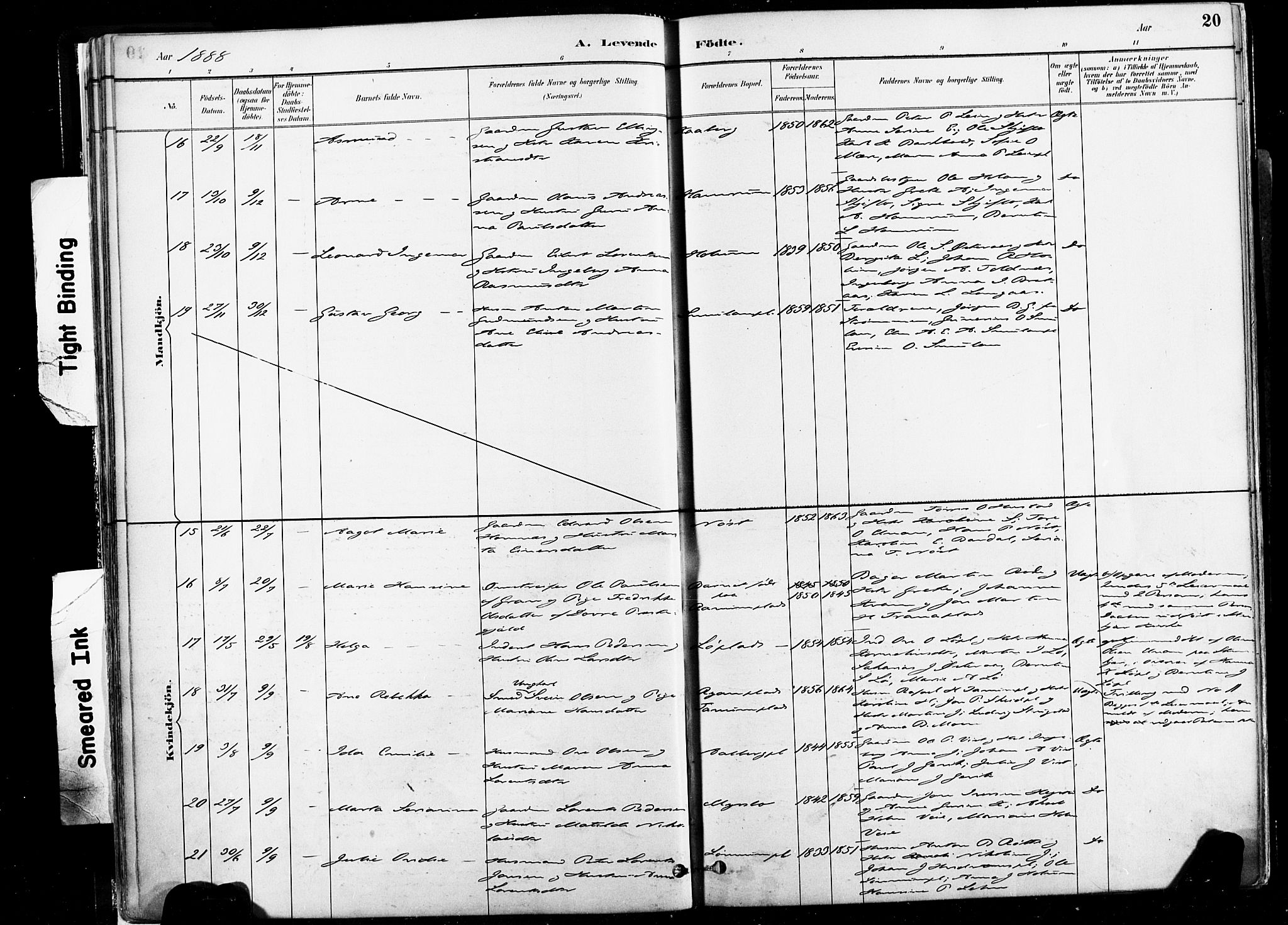 Ministerialprotokoller, klokkerbøker og fødselsregistre - Nord-Trøndelag, SAT/A-1458/735/L0351: Ministerialbok nr. 735A10, 1884-1908, s. 20