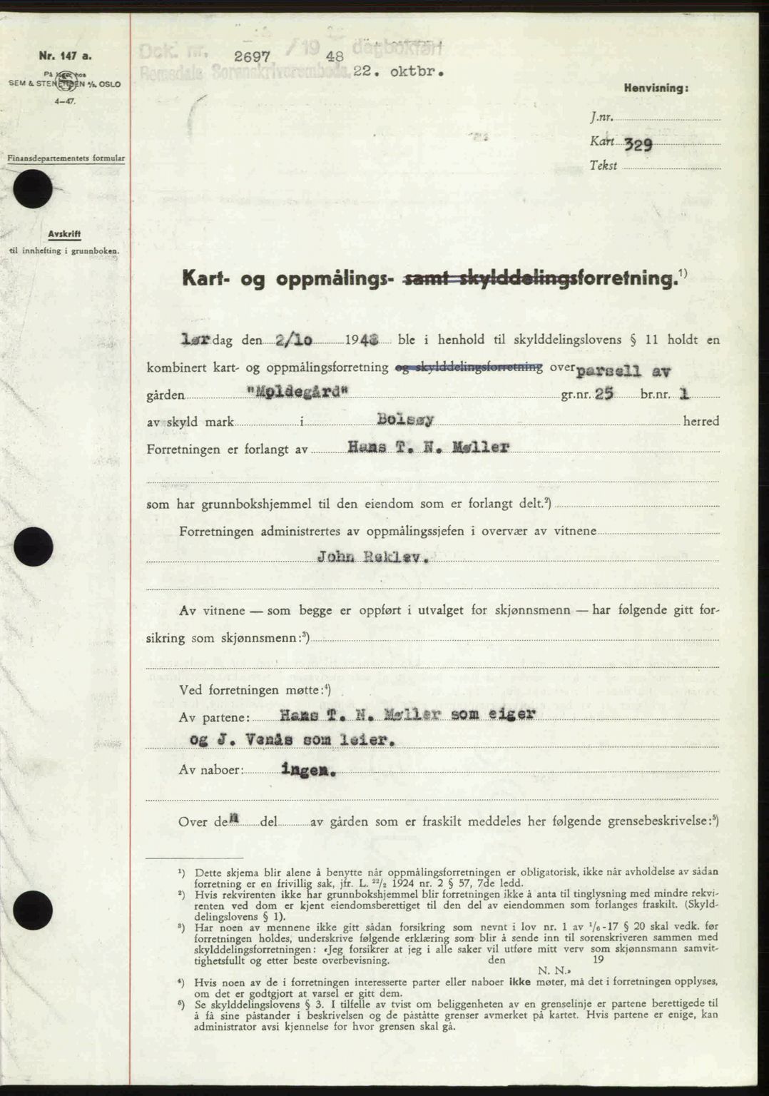 Romsdal sorenskriveri, SAT/A-4149/1/2/2C: Pantebok nr. A27, 1948-1948, Dagboknr: 2697/1948