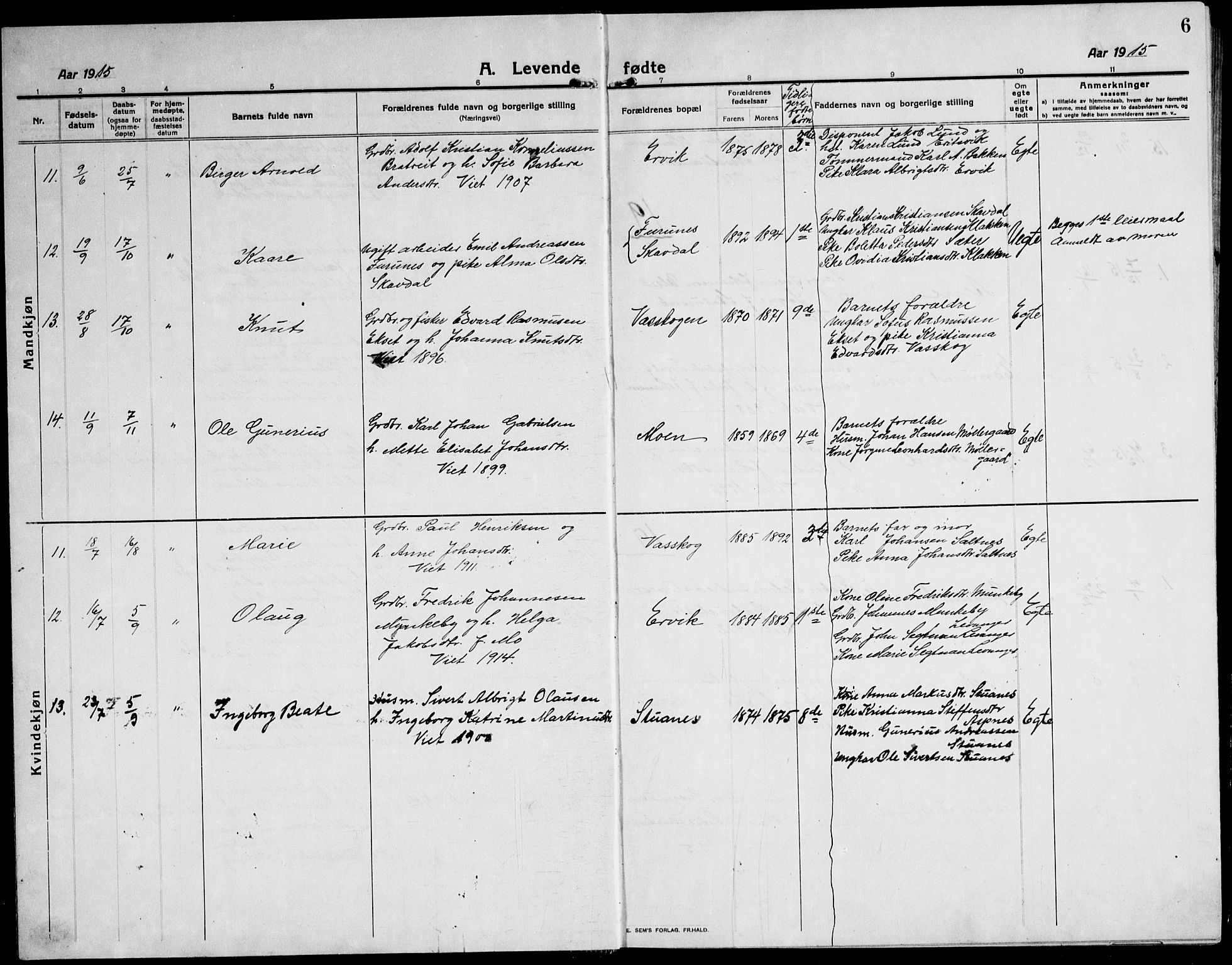 Ministerialprotokoller, klokkerbøker og fødselsregistre - Sør-Trøndelag, AV/SAT-A-1456/651/L0648: Klokkerbok nr. 651C02, 1915-1945, s. 6