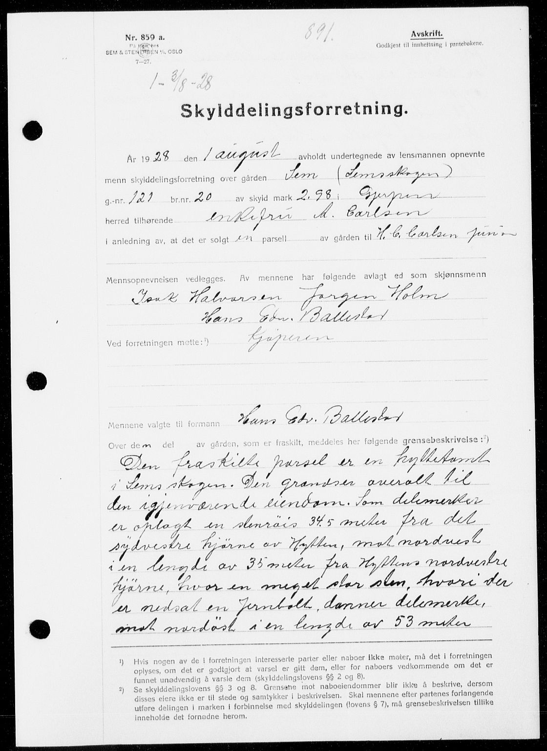 Gjerpen sorenskriveri, SAKO/A-216/G/Ga/Gaa/L0048: Pantebok nr. I 48 og 50-51, 1926-1928, Tingl.dato: 03.08.1928