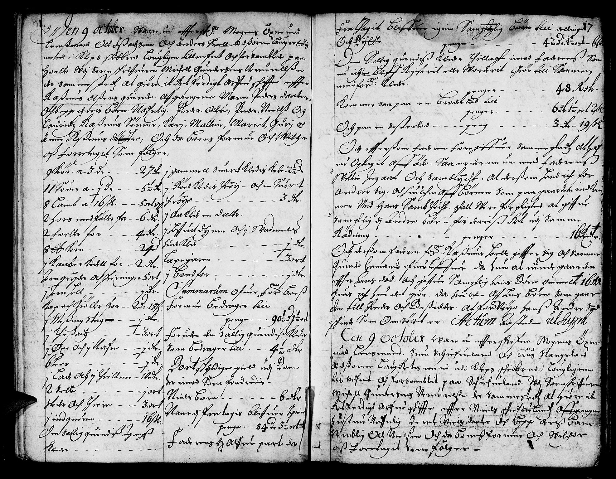 Jæren og Dalane sorenskriveri, AV/SAST-A-100306/5/50BA/L0001: SKIFTEPROTOKOLL <KORTREG>, 1666-1672, s. 16b-17a