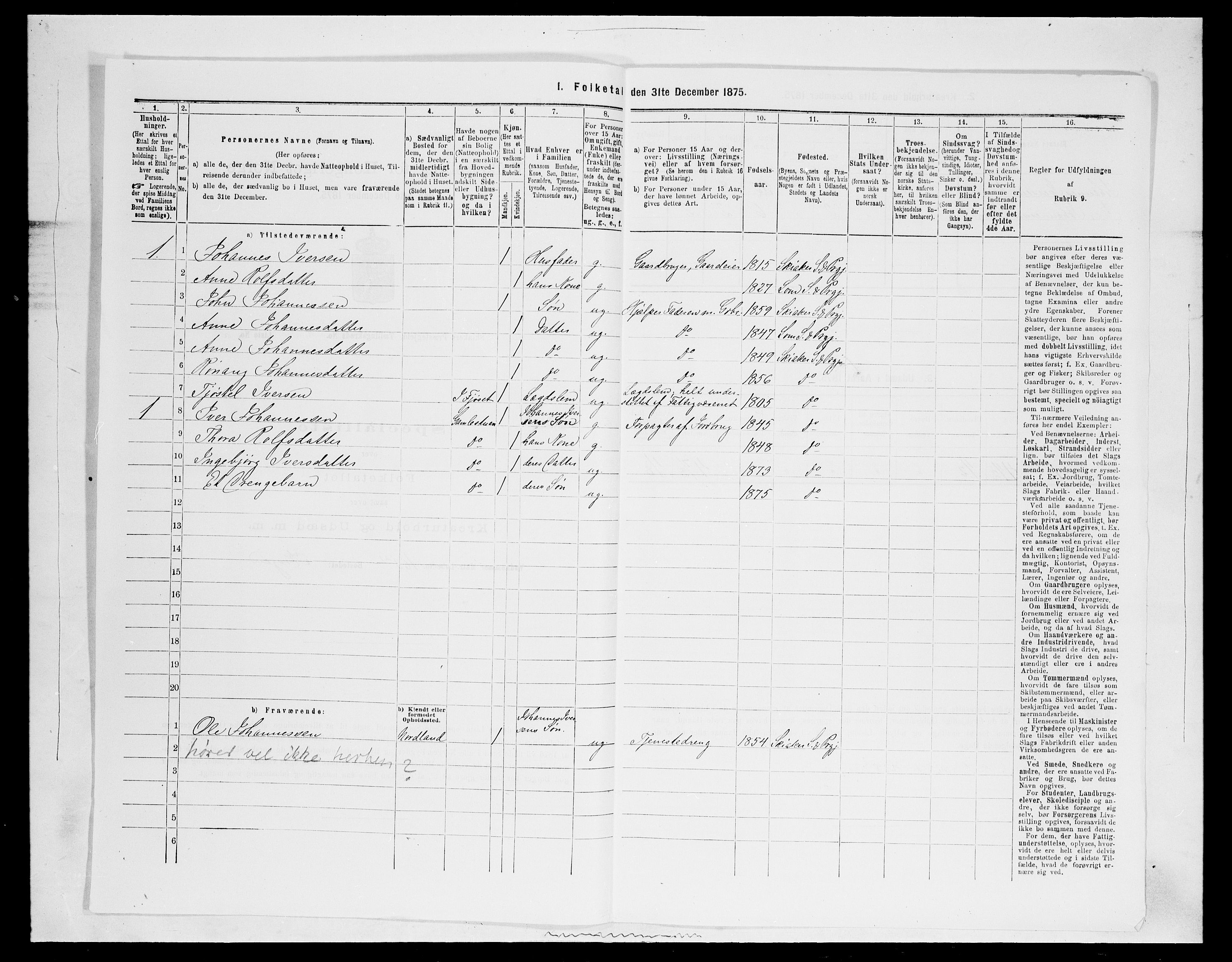 SAH, Folketelling 1875 for 0513P Skjåk prestegjeld, 1875, s. 163