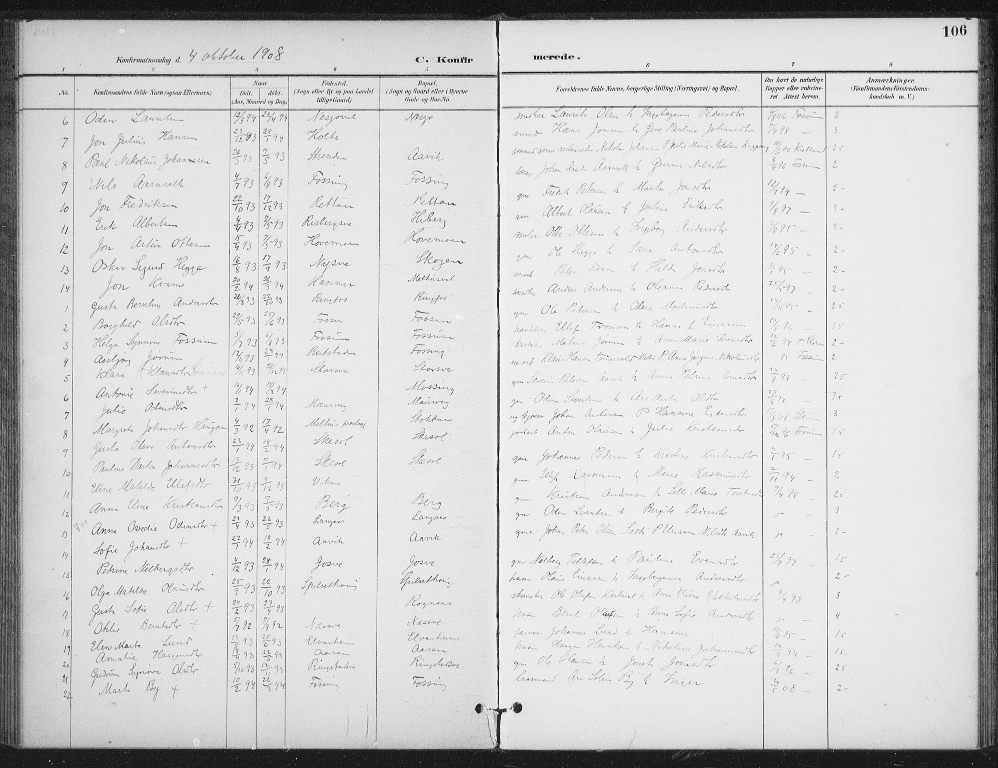 Ministerialprotokoller, klokkerbøker og fødselsregistre - Nord-Trøndelag, SAT/A-1458/714/L0131: Ministerialbok nr. 714A02, 1896-1918, s. 106
