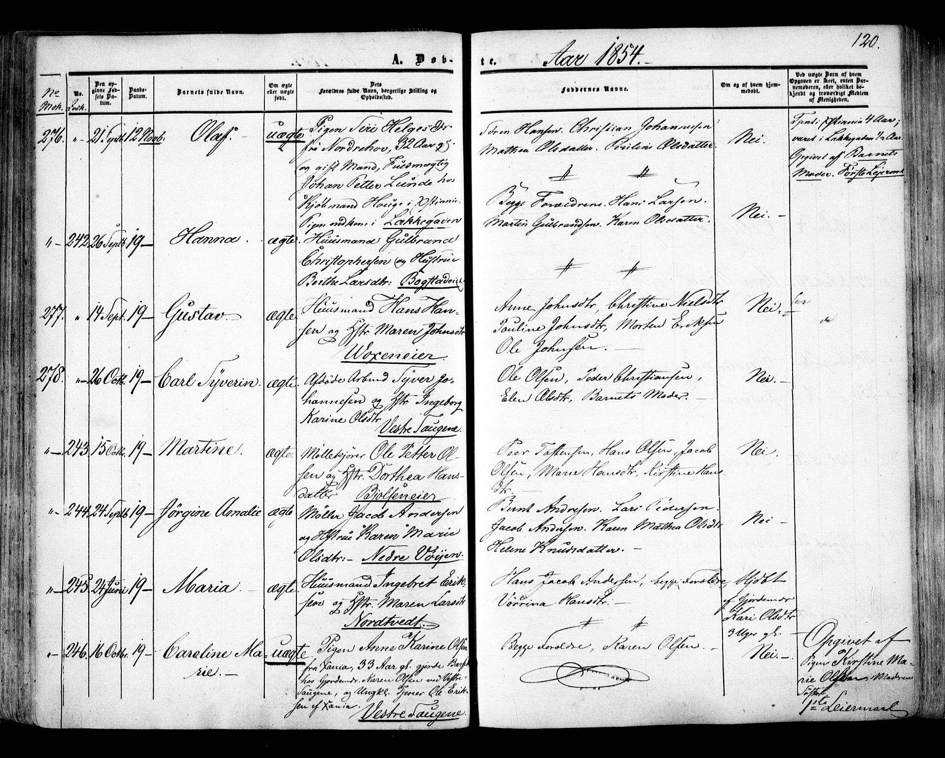 Aker prestekontor kirkebøker, AV/SAO-A-10861/F/L0020: Ministerialbok nr. 20, 1853-1857, s. 120