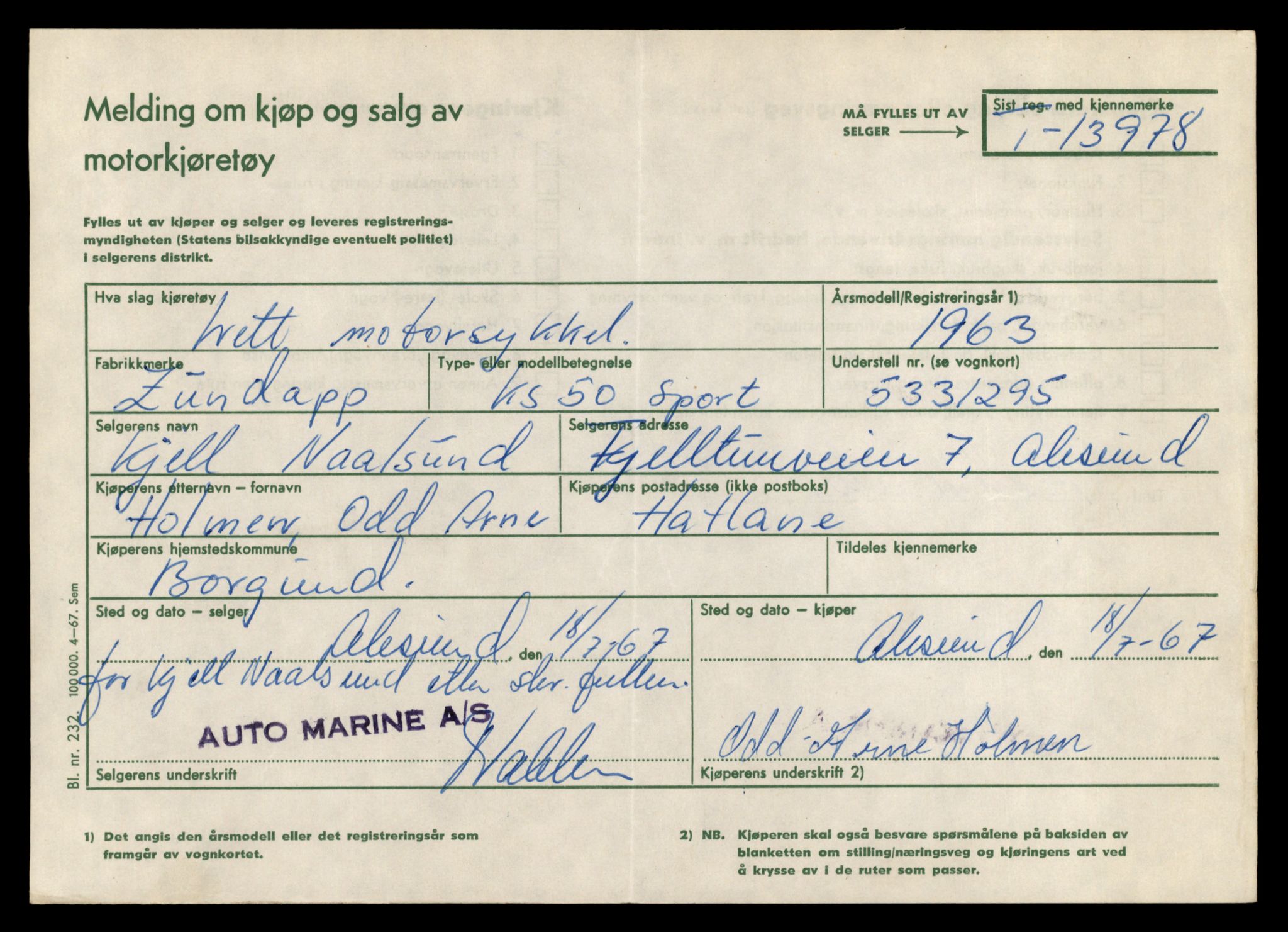 Møre og Romsdal vegkontor - Ålesund trafikkstasjon, AV/SAT-A-4099/F/Fe/L0042: Registreringskort for kjøretøy T 13906 - T 14079, 1927-1998, s. 1119