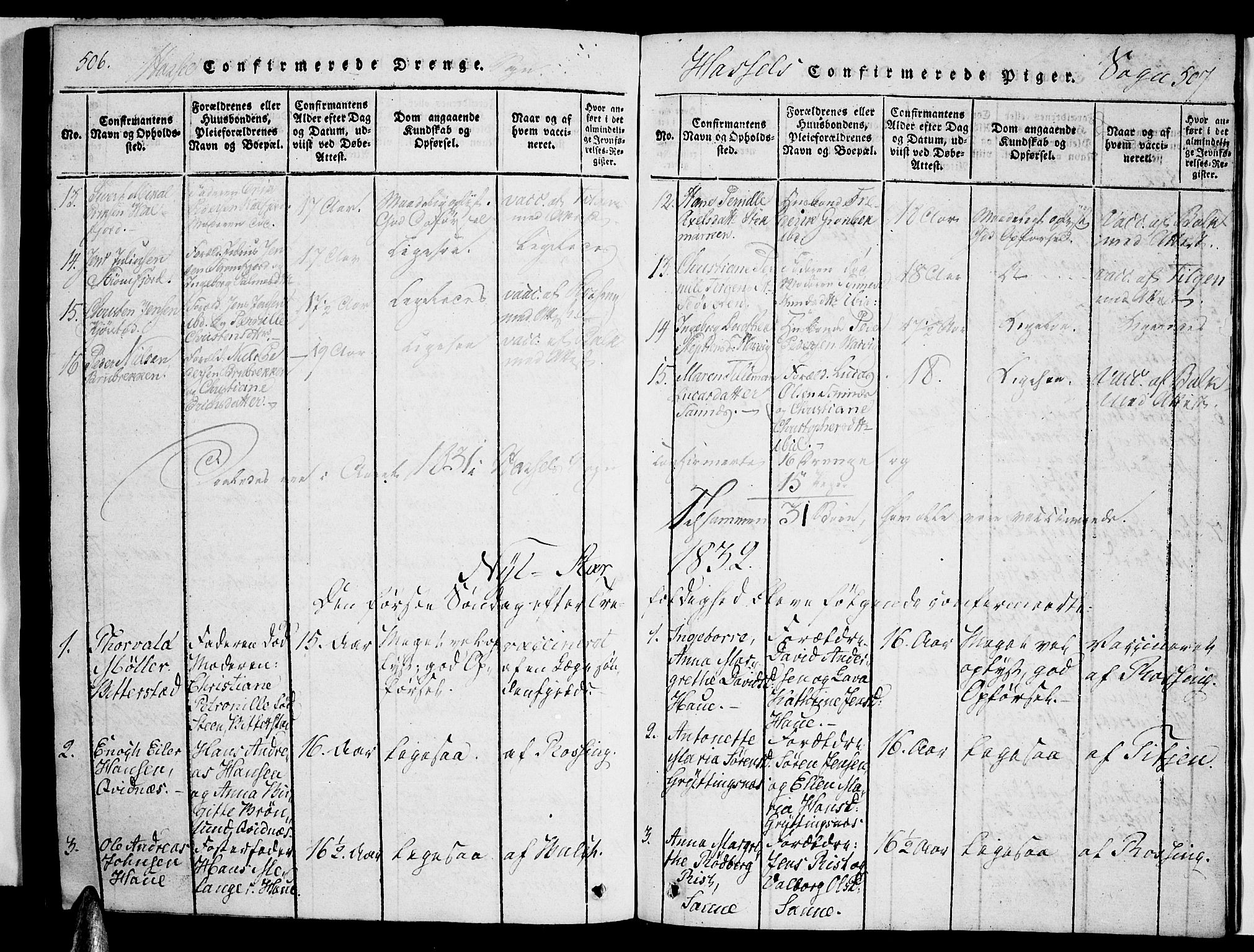 Ministerialprotokoller, klokkerbøker og fødselsregistre - Nordland, AV/SAT-A-1459/888/L1237: Ministerialbok nr. 888A05 /1, 1820-1836, s. 506-507