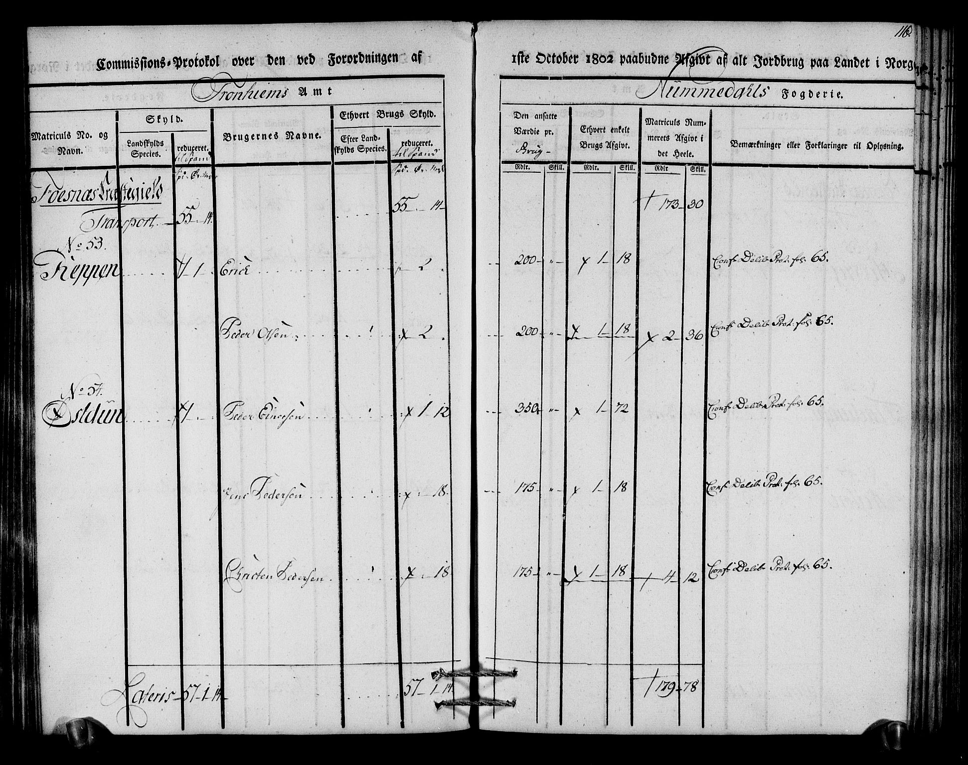 Rentekammeret inntil 1814, Realistisk ordnet avdeling, RA/EA-4070/N/Ne/Nea/L0154: Namdalen fogderi. Kommisjonsprotokoll, 1803, s. 117