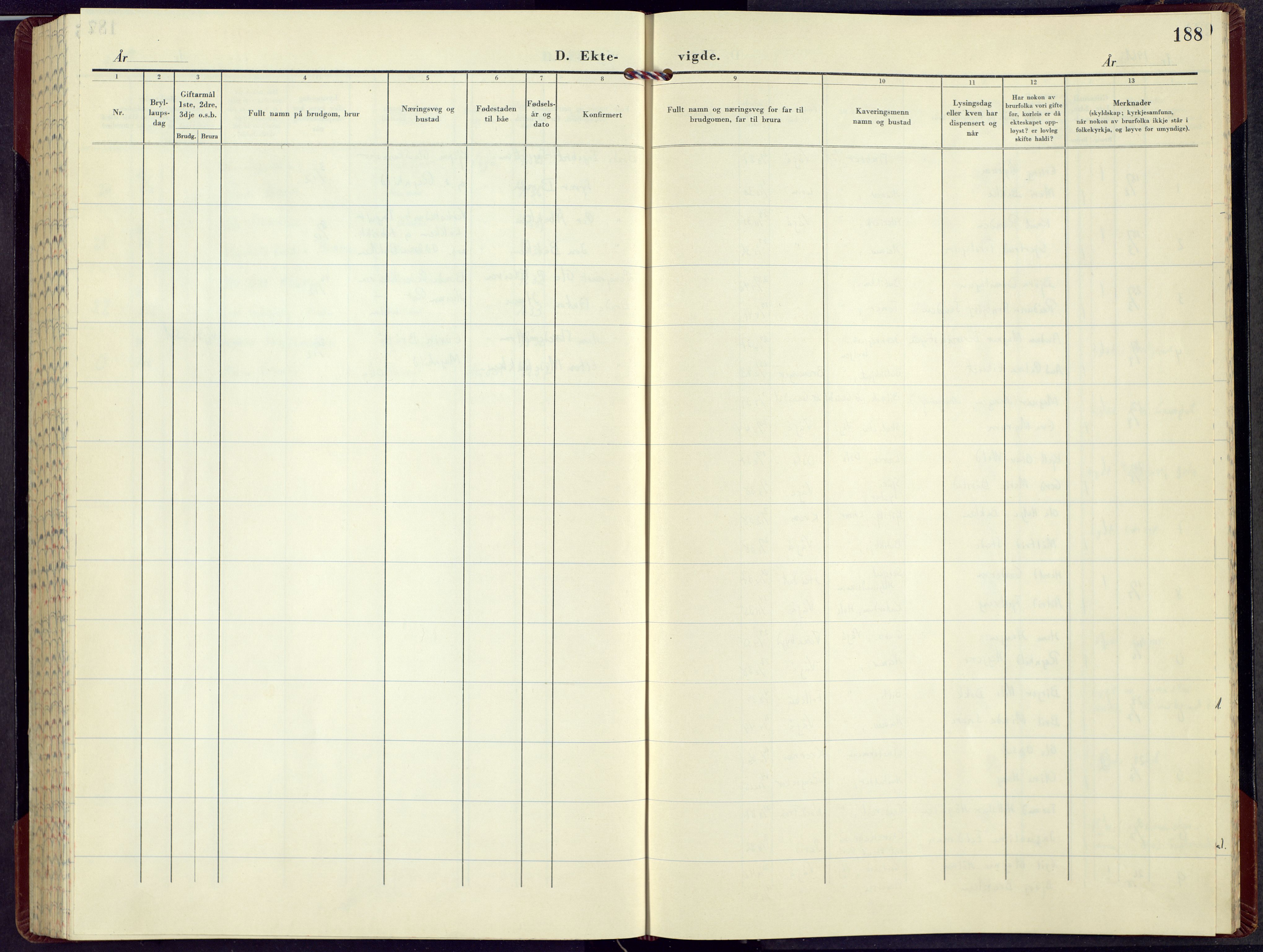 Vågå prestekontor, SAH/PREST-076/H/Ha/Hab/L0004: Klokkerbok nr. 4, 1958-1972, s. 188