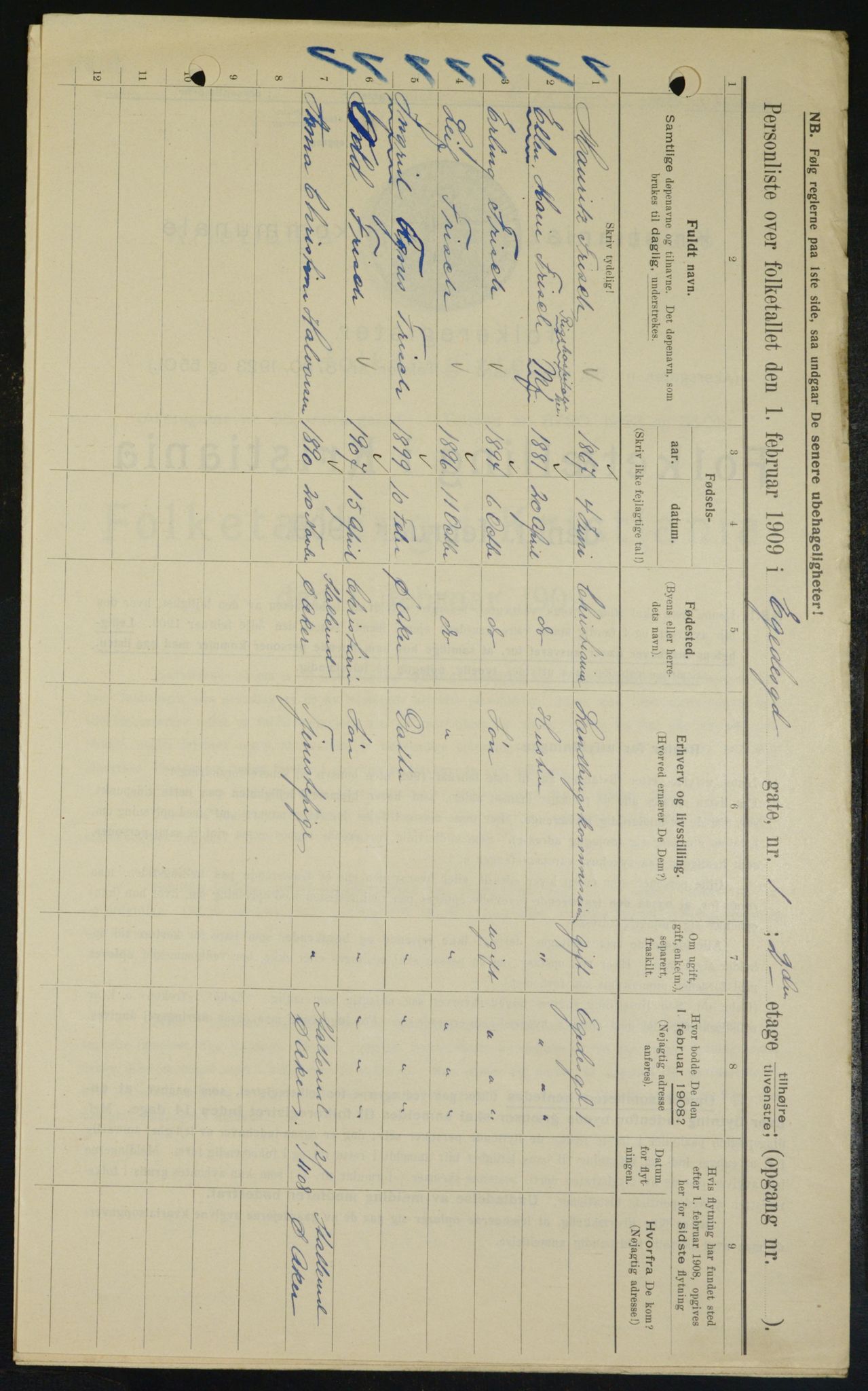 OBA, Kommunal folketelling 1.2.1909 for Kristiania kjøpstad, 1909, s. 17098