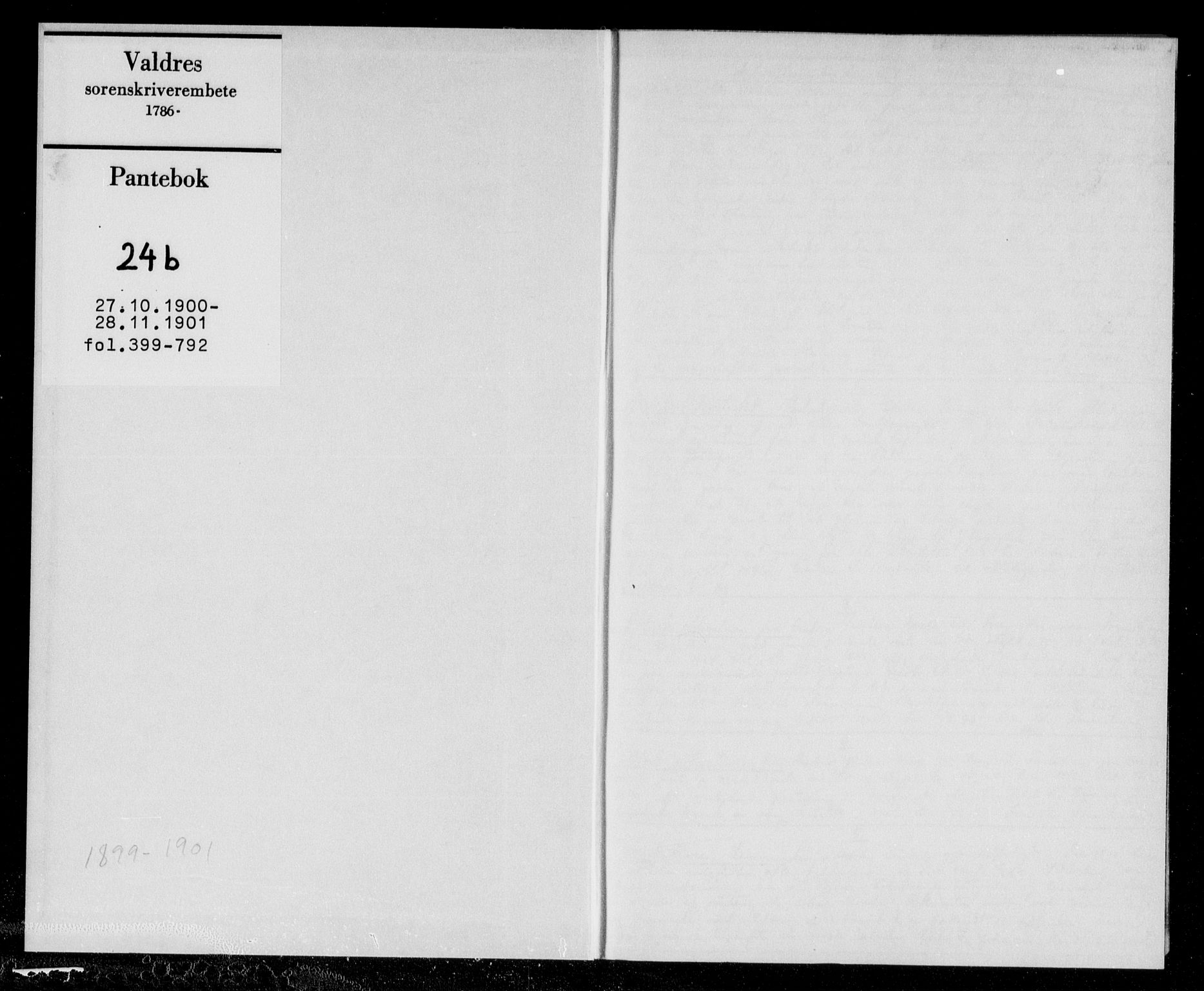 Valdres sorenskriveri, AV/SAH-TING-016/H/Hb/Hba/L0024/0002: Pantebok nr. 24b, 1900-1901
