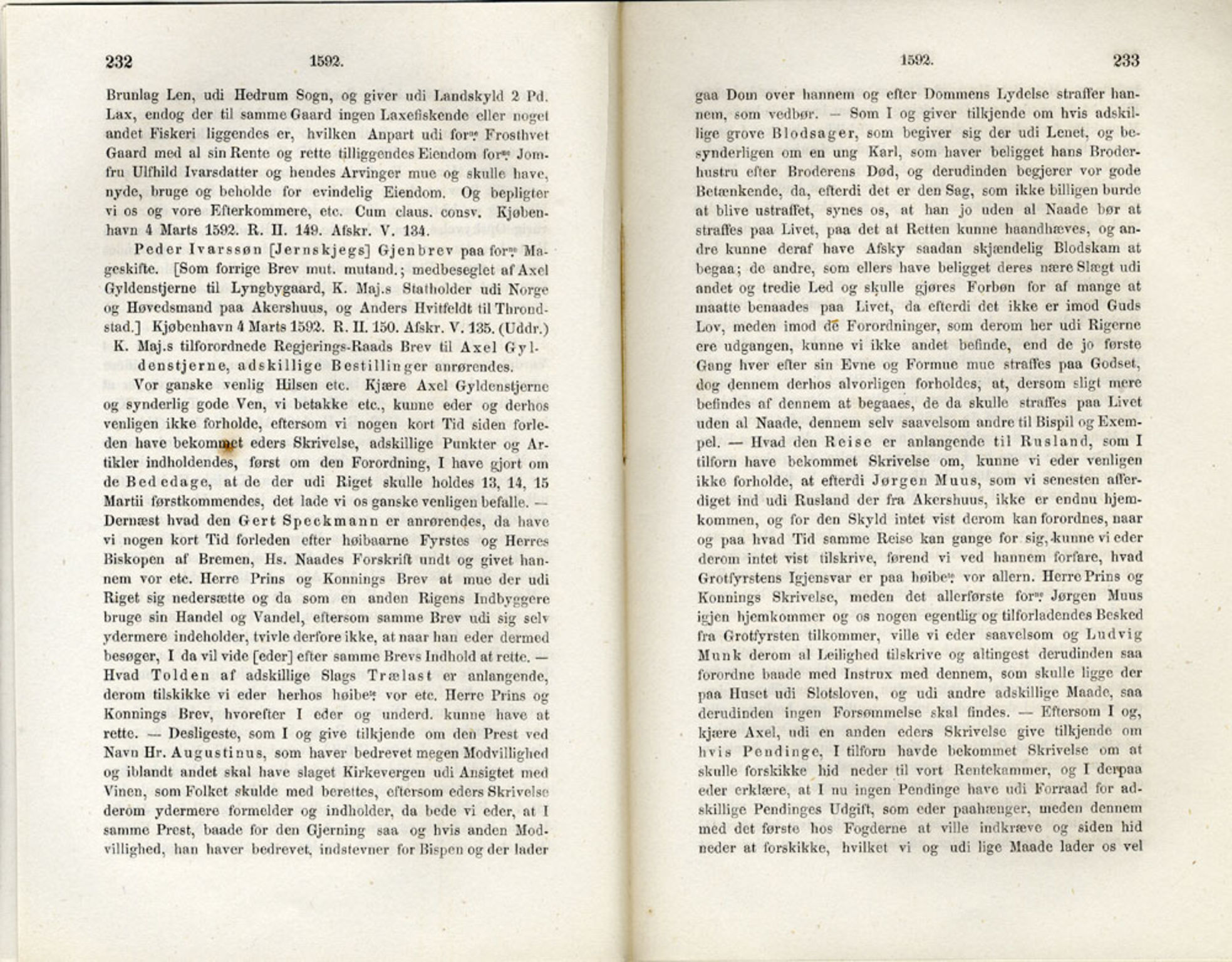 Publikasjoner utgitt av Det Norske Historiske Kildeskriftfond, PUBL/-/-/-: Norske Rigs-Registranter, bind 3, 1588-1602, s. 232-233