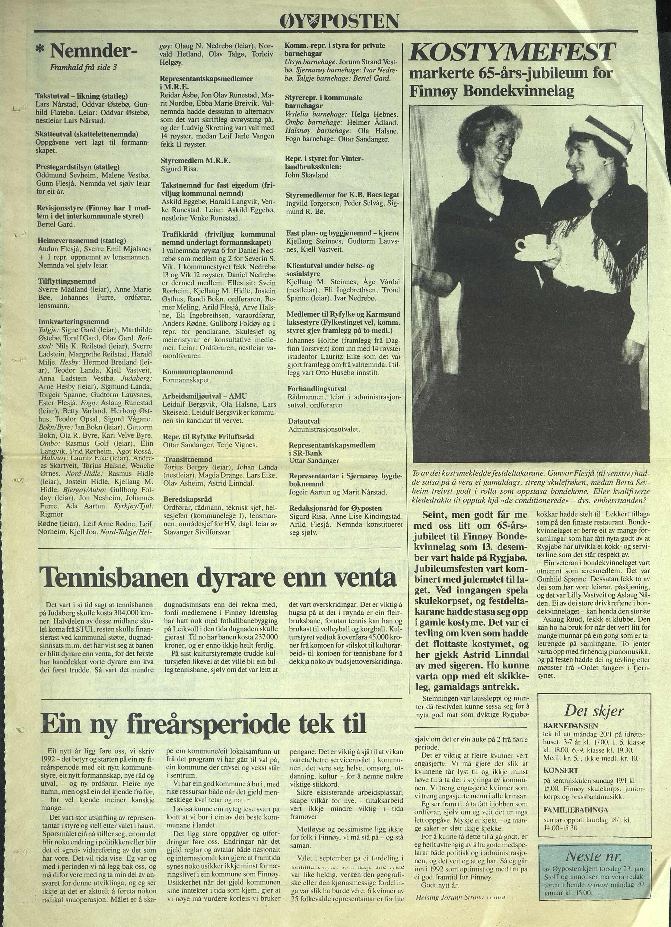 , Finnøy kommune, Øyposten, 1992, 1992