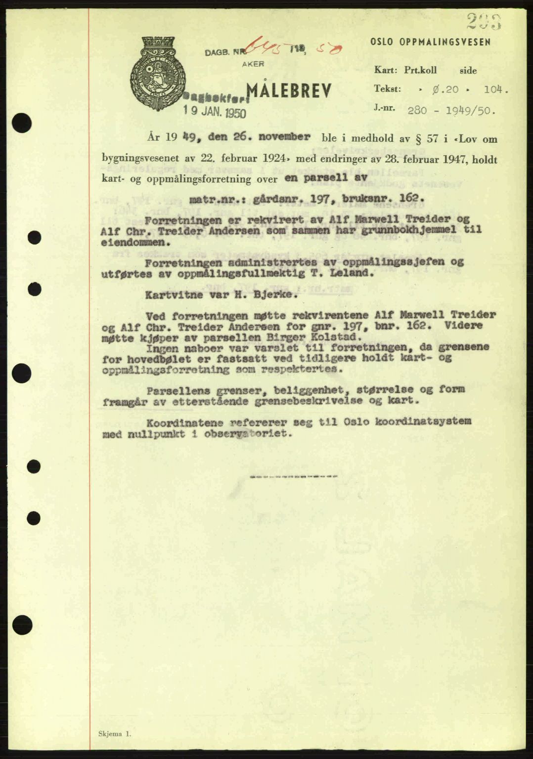 Oslo byskriverembete, AV/SAO-A-10227/G/Gb/Gbd/Gbda/L0017: Pantebok nr. A215, 1949-1950, Dagboknr: 645/1950