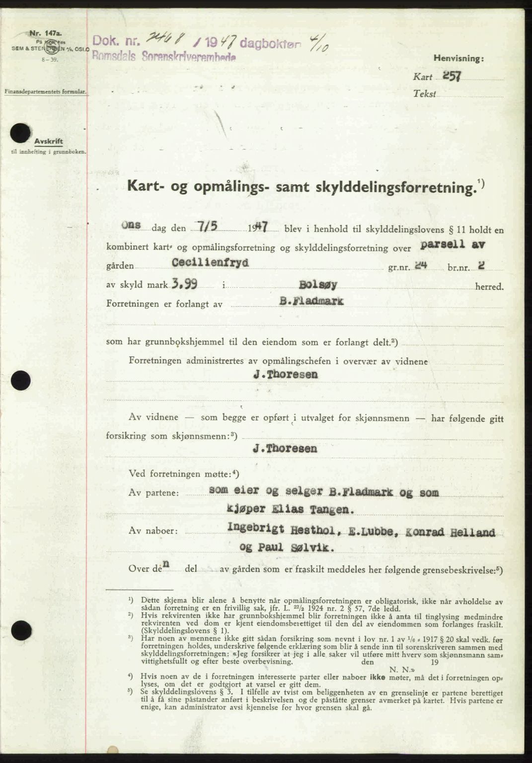 Romsdal sorenskriveri, SAT/A-4149/1/2/2C: Pantebok nr. A24, 1947-1947, Dagboknr: 2468/1947