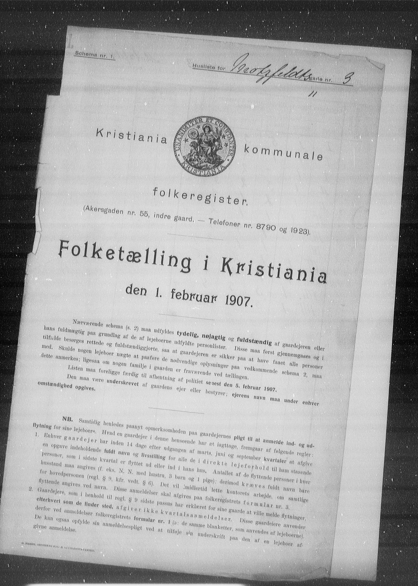 OBA, Kommunal folketelling 1.2.1907 for Kristiania kjøpstad, 1907, s. 33646