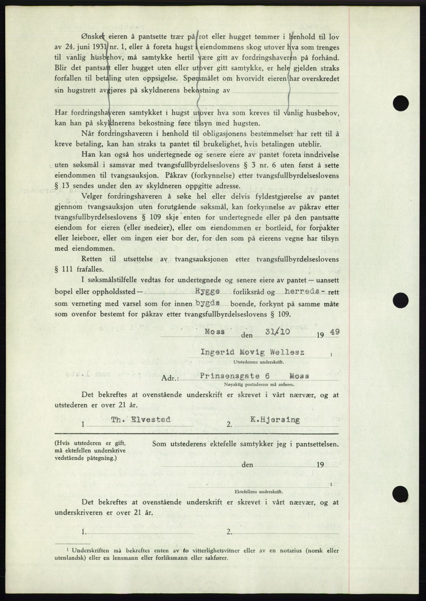 Moss sorenskriveri, SAO/A-10168: Pantebok nr. B23, 1949-1950, Dagboknr: 3341/1949