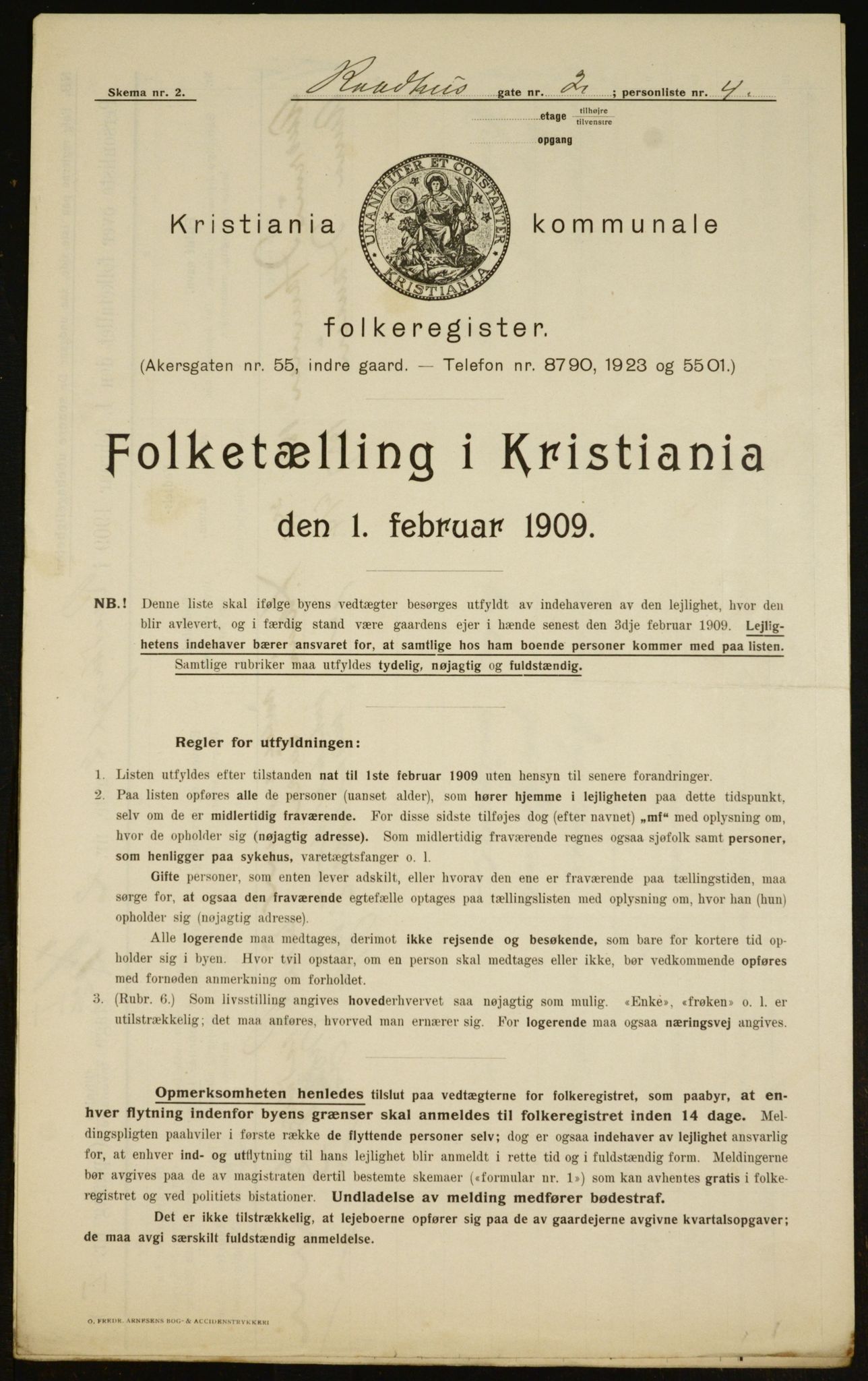 OBA, Kommunal folketelling 1.2.1909 for Kristiania kjøpstad, 1909, s. 78265