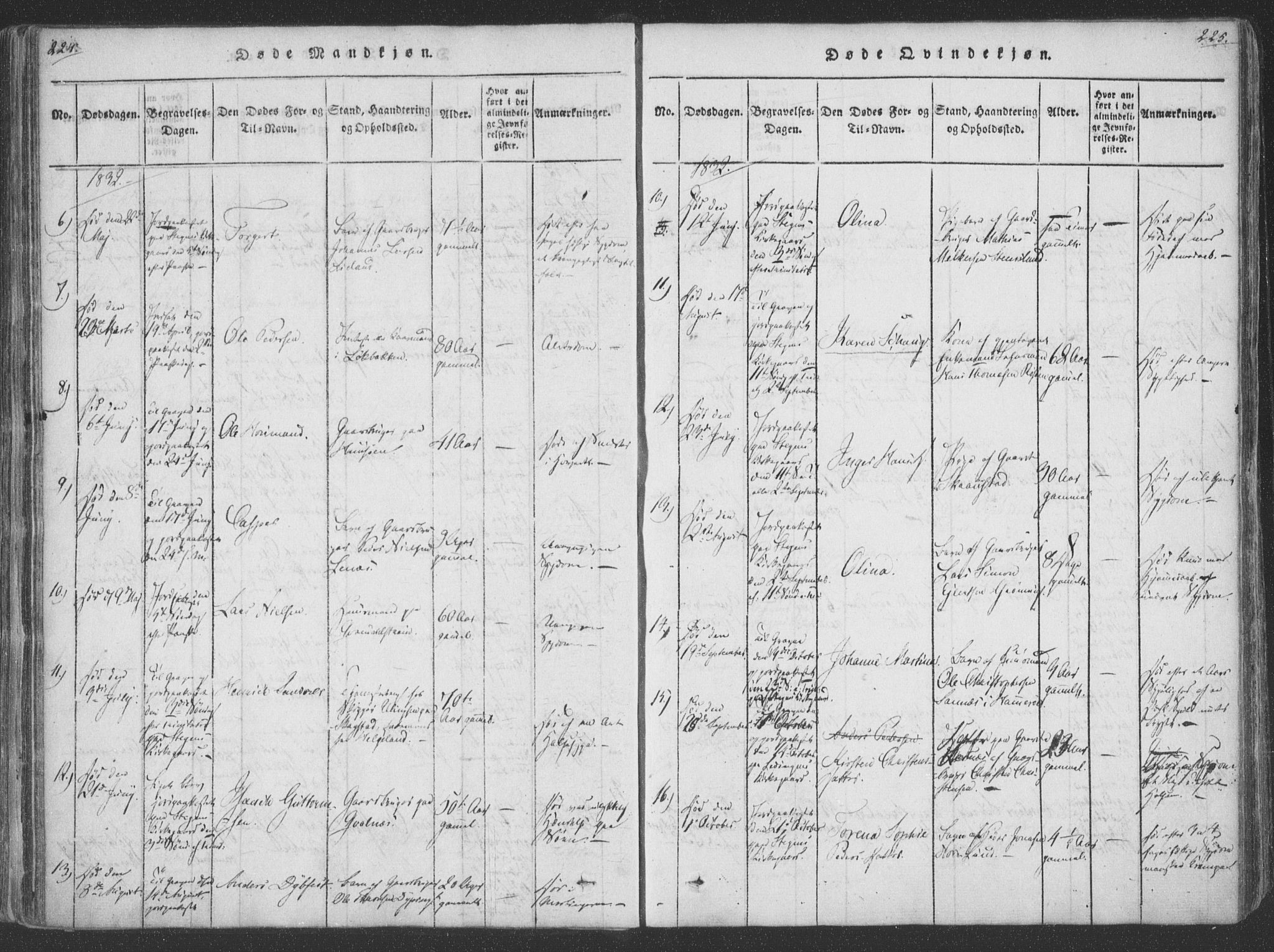 Ministerialprotokoller, klokkerbøker og fødselsregistre - Nordland, AV/SAT-A-1459/855/L0798: Ministerialbok nr. 855A06, 1821-1835, s. 224-225