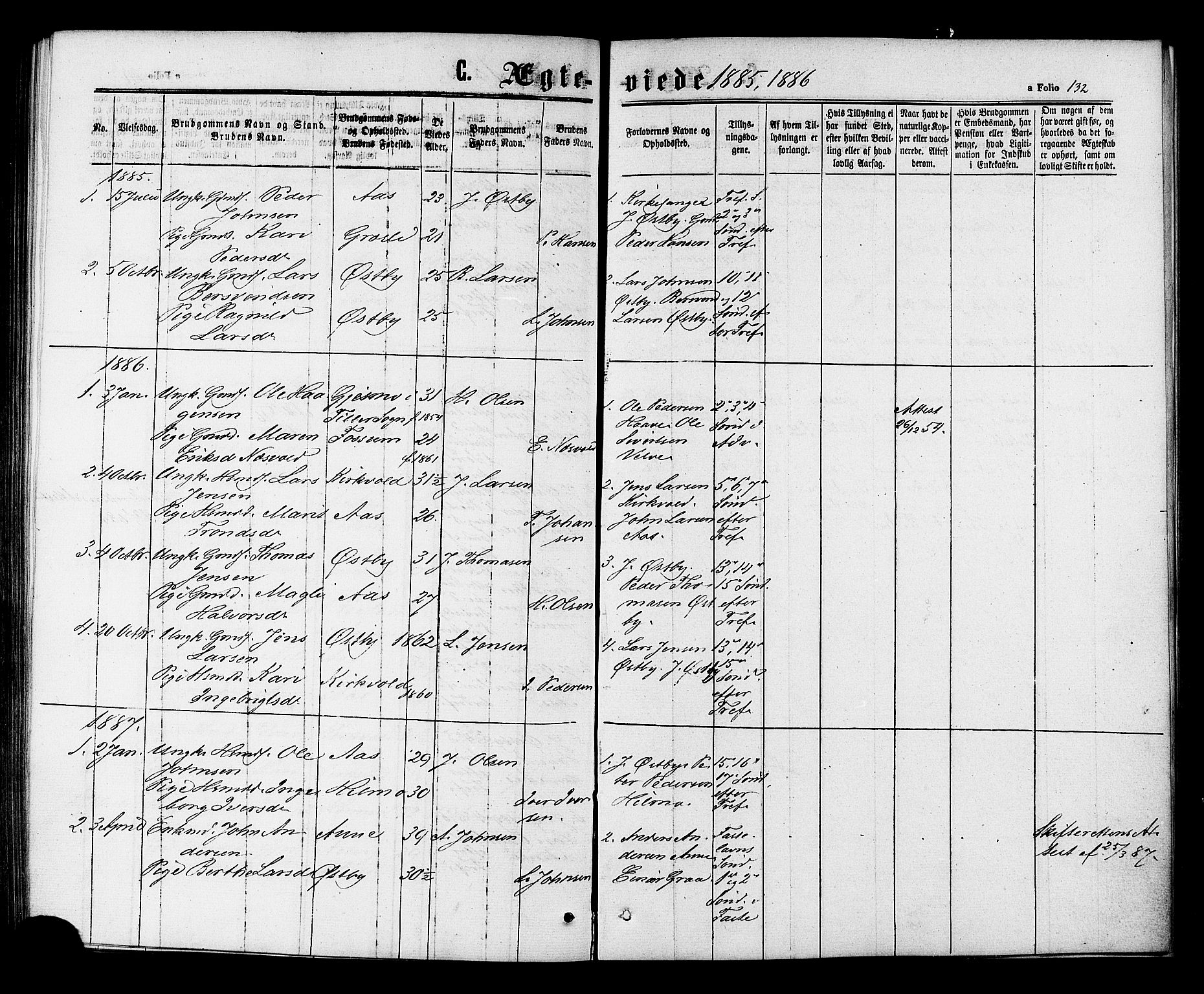 Ministerialprotokoller, klokkerbøker og fødselsregistre - Sør-Trøndelag, SAT/A-1456/698/L1163: Ministerialbok nr. 698A01, 1862-1887, s. 132