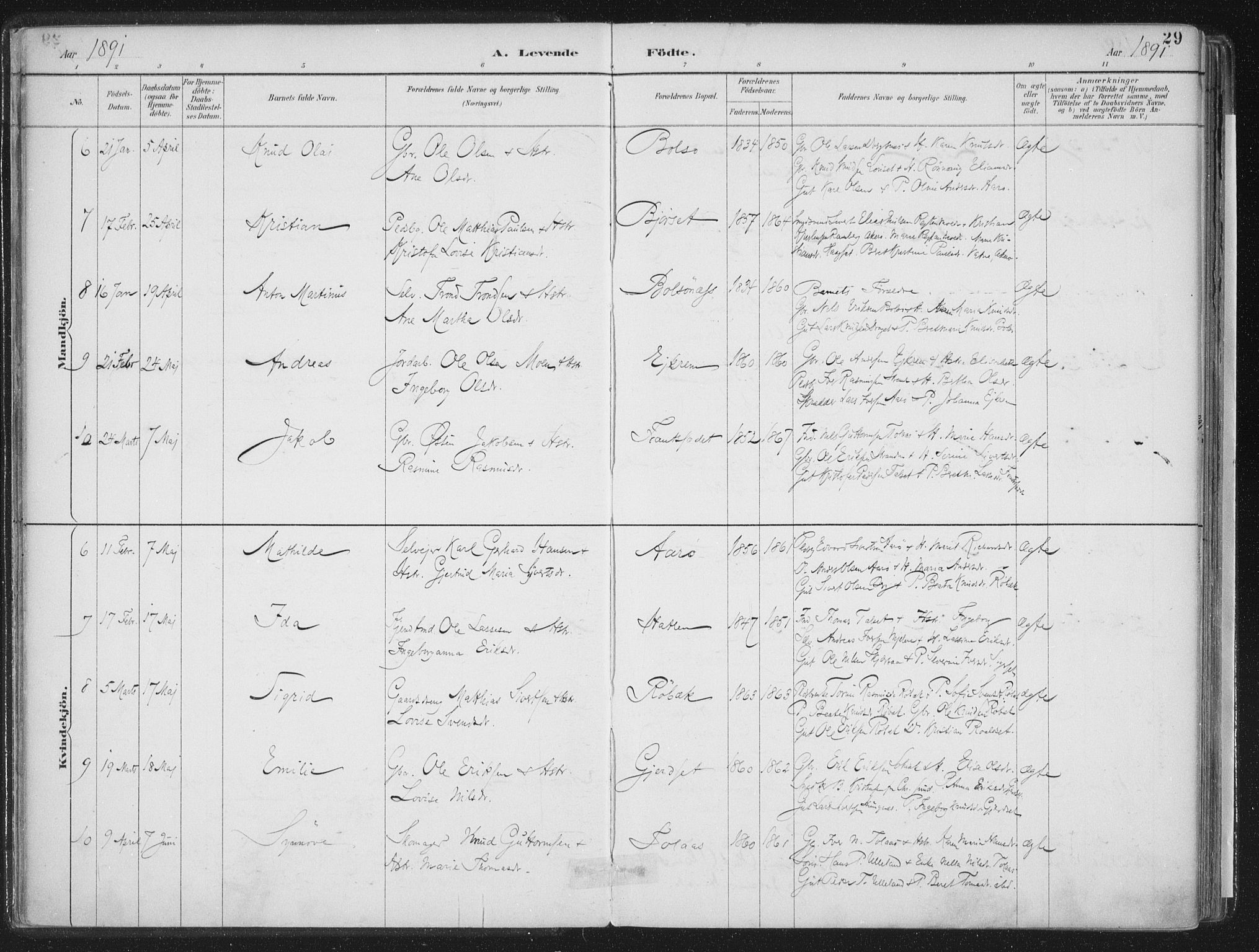 Ministerialprotokoller, klokkerbøker og fødselsregistre - Møre og Romsdal, SAT/A-1454/555/L0658: Ministerialbok nr. 555A09, 1887-1917, s. 29