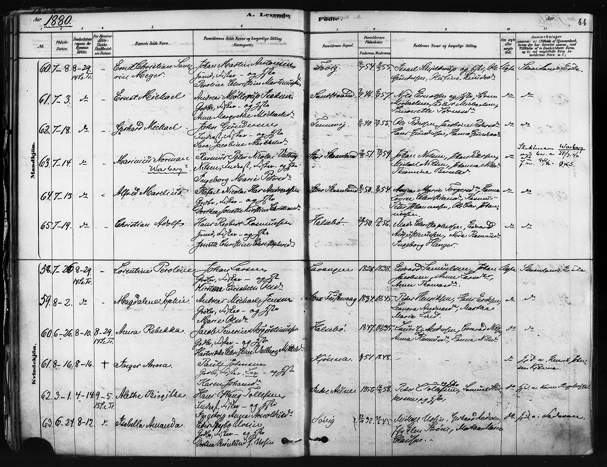 Trondenes sokneprestkontor, AV/SATØ-S-1319/H/Ha/L0014kirke: Ministerialbok nr. 14, 1878-1889, s. 44